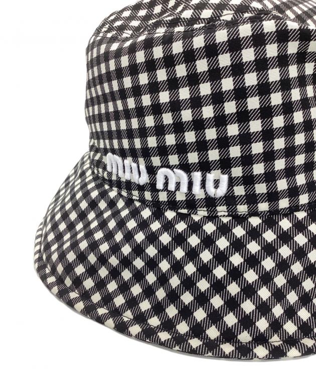 【Aランク・業者価格】MIU MIU ブラック バケットハット Mサイズ 付属有 中古・古着通販】MIU MIU (ミュウミュウ) バケットハット ブラック