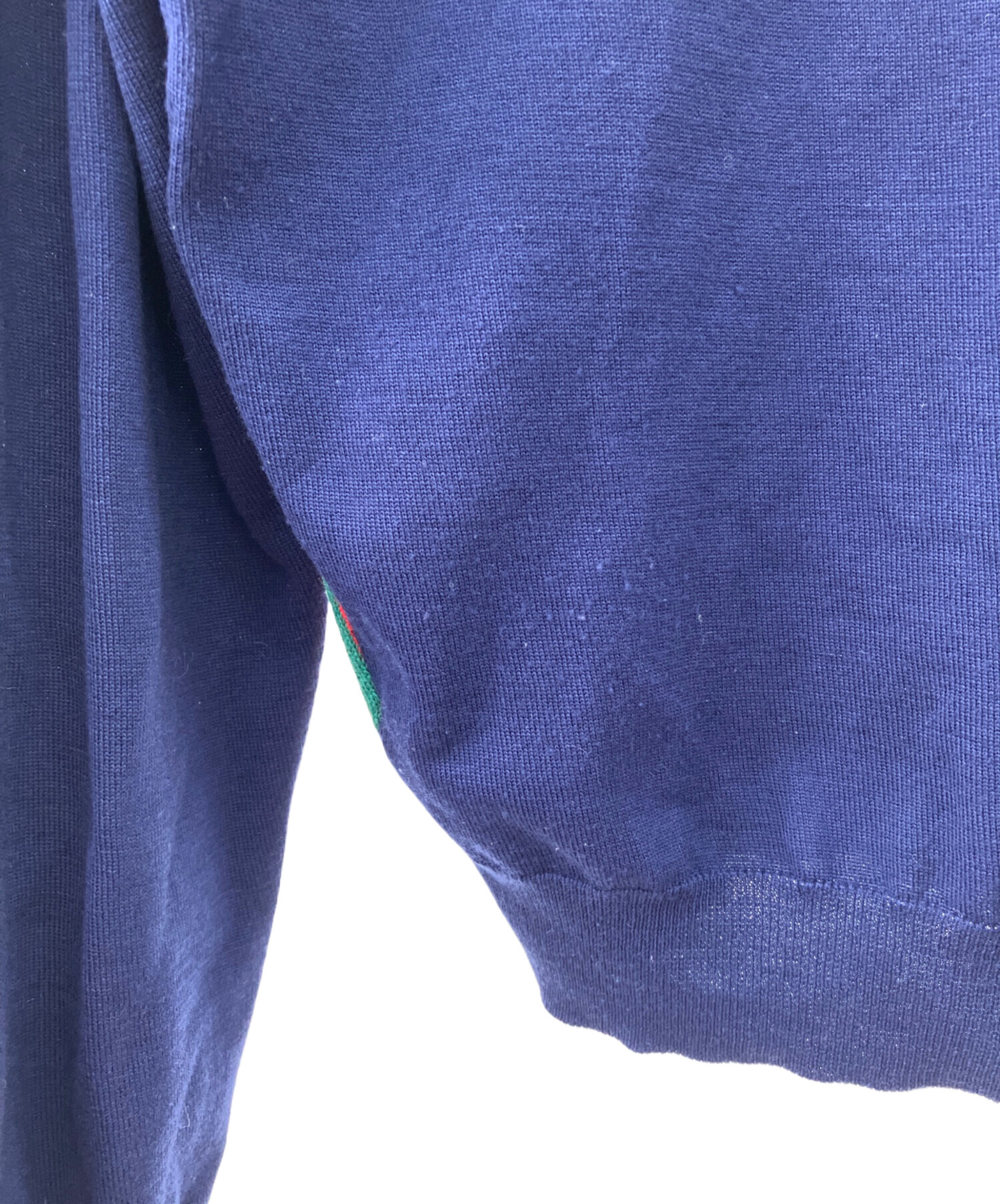 中古・古着通販】PRADA (プラダ) Vネックニット ネイビー×レッド