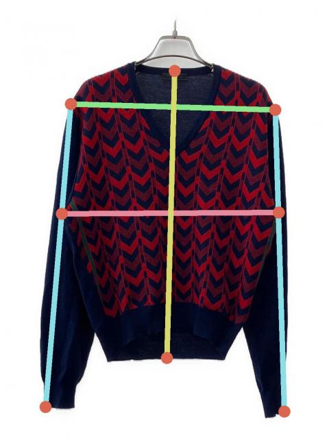 中古・古着通販】PRADA (プラダ) Vネックニット ネイビー×レッド