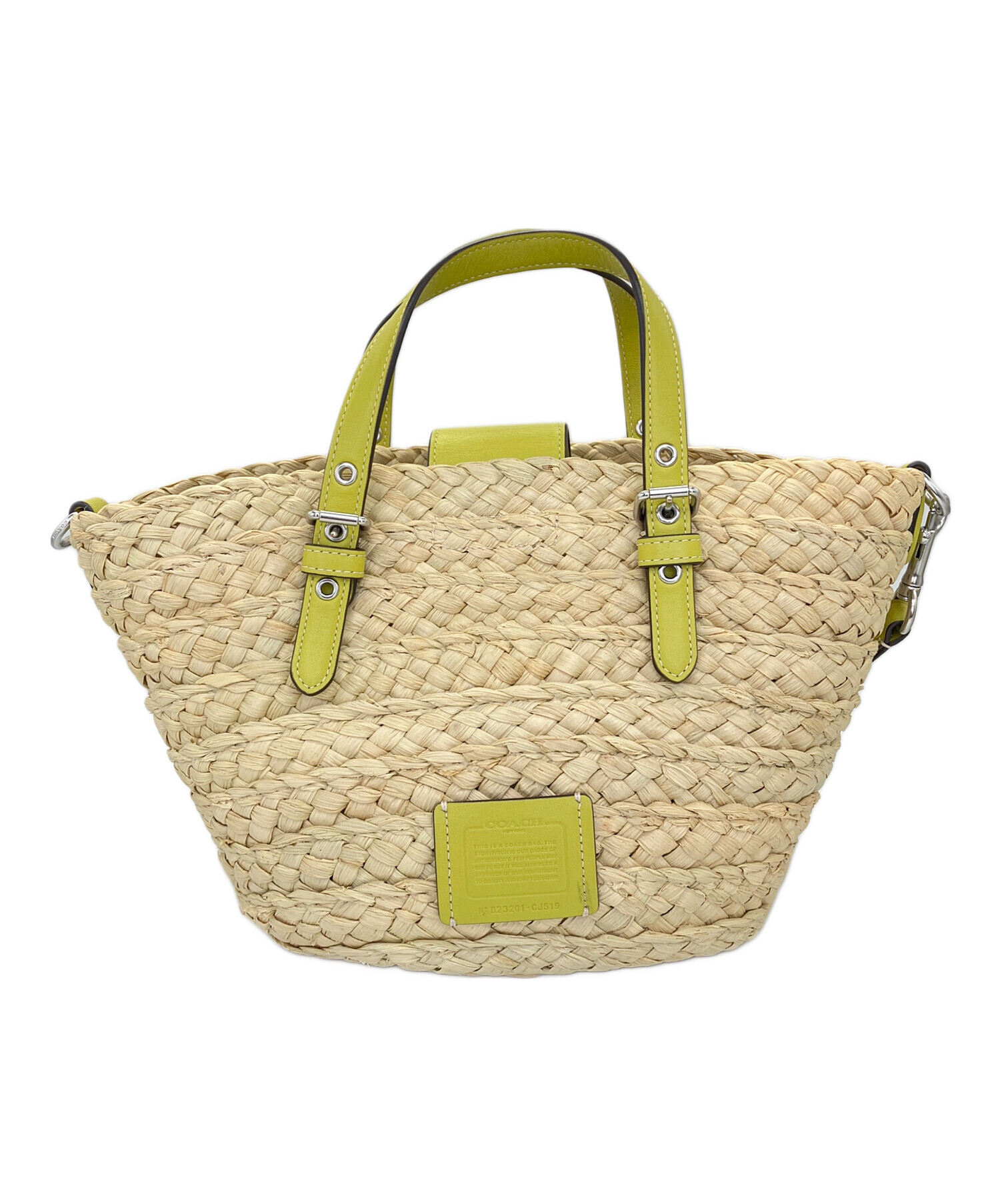 中古・古着通販】COACH (コーチ) カゴバッグ ナチュラル×グリーン