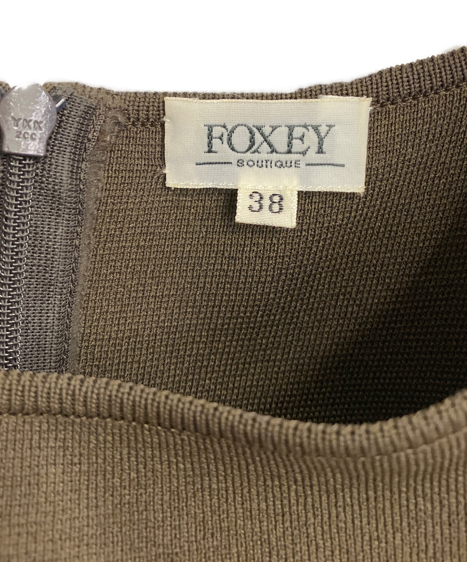 中古・古着通販】FOXEY (フォクシー) ノースリーブワンピース オリーブ