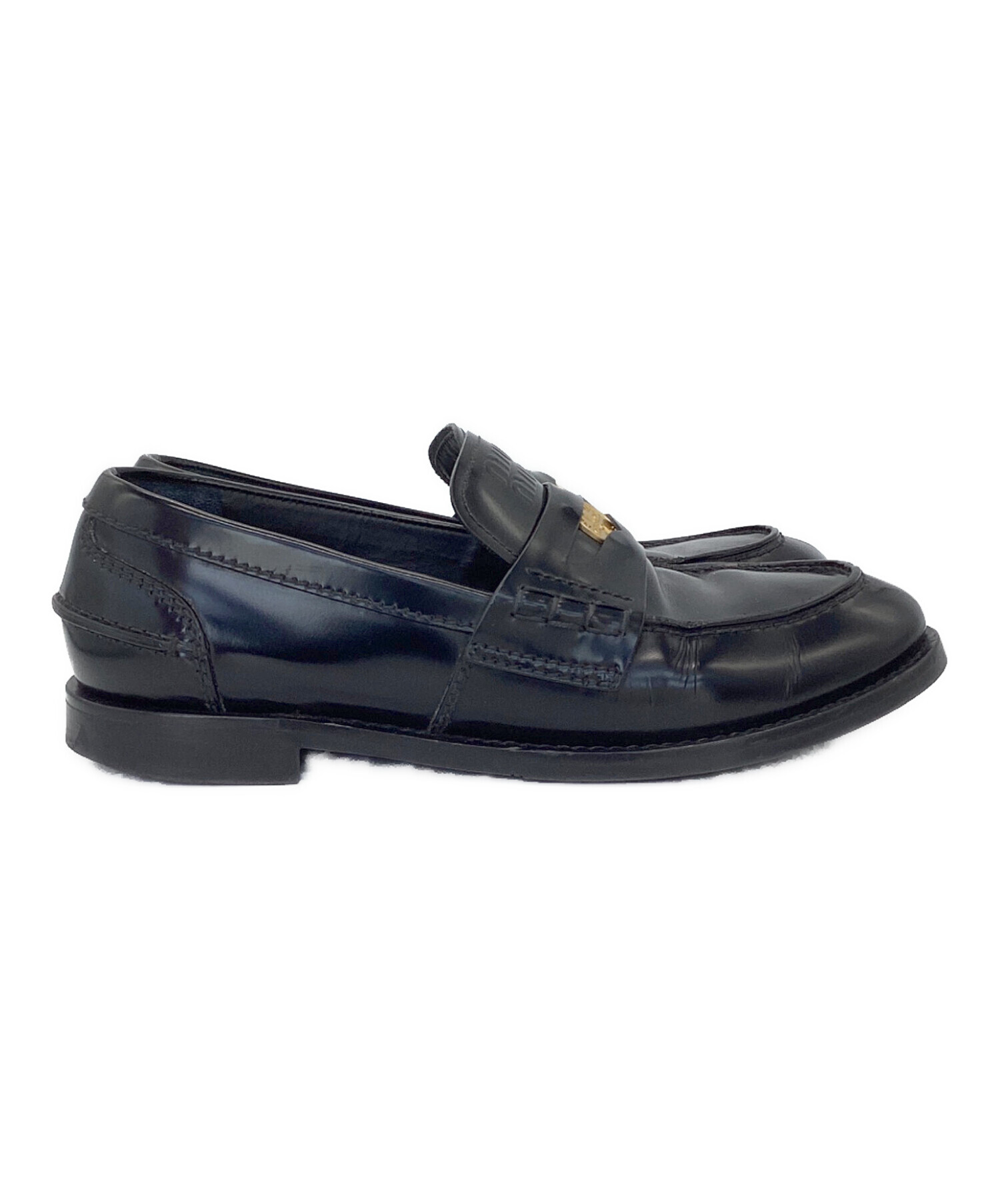 美品　miu miu ローファー　38 中古・古着通販】MIU MIU (ミュウミュウ) ペニーローファー ブラック