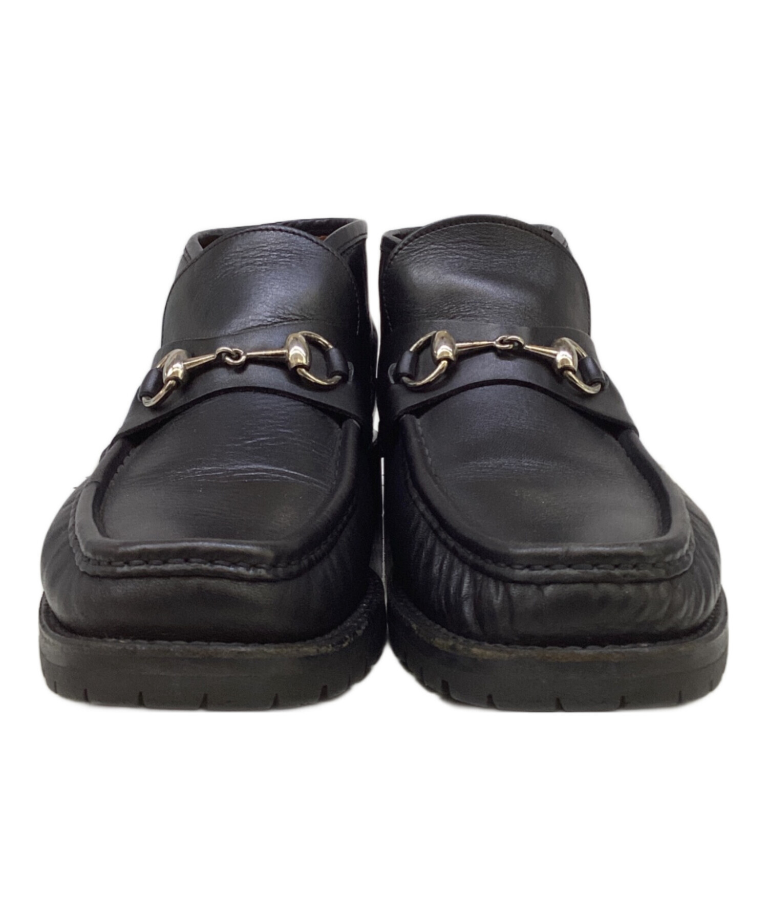 美品 GUCCI グッチ ホースビット レザー チャッカブーツ ブラック 中古・古着通販】GUCCI (グッチ) ホースビットレザーチャッカブーツ