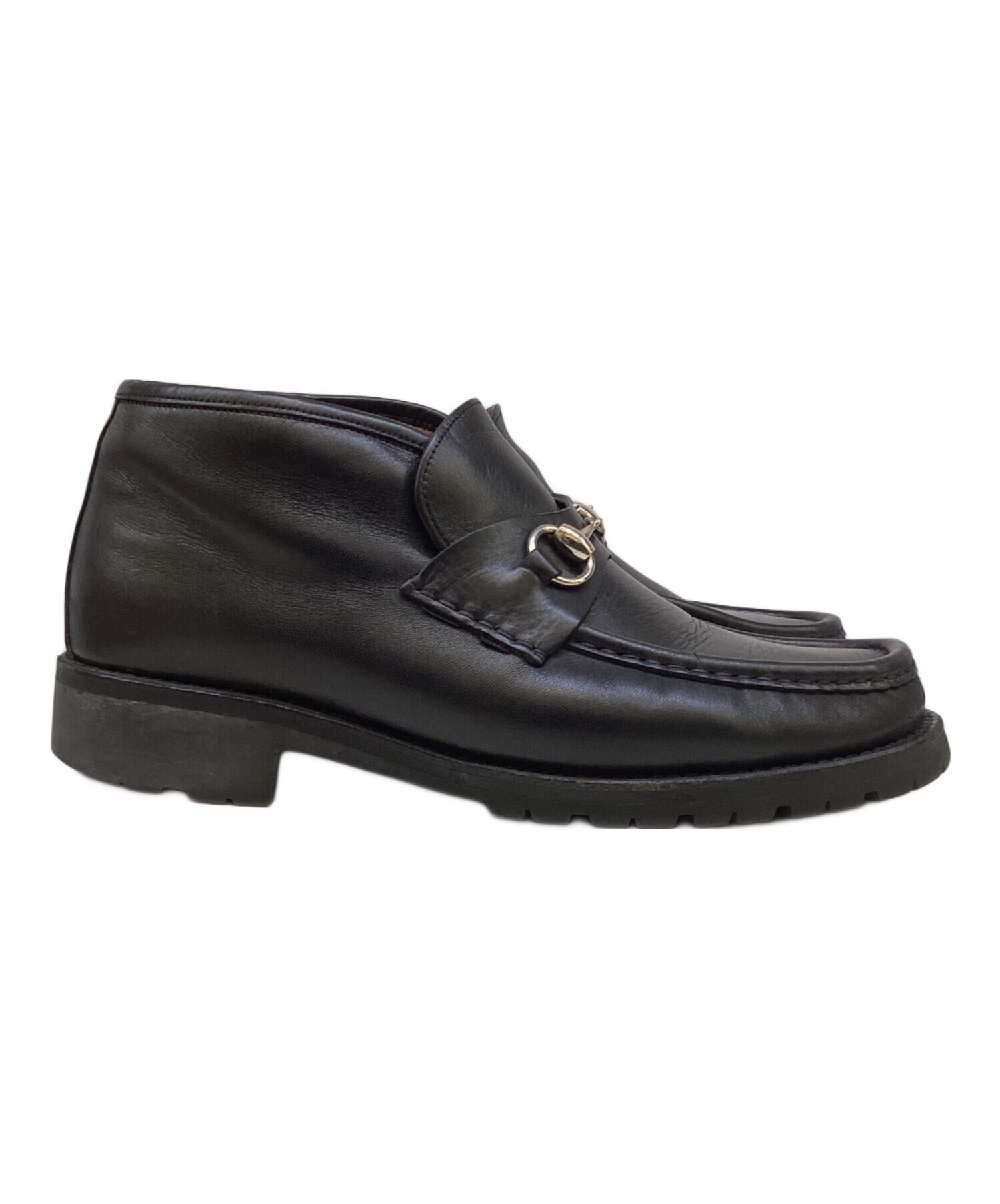 美品 GUCCI グッチ ホースビット レザー チャッカブーツ ブラック 中古・古着通販】GUCCI (グッチ) ホースビットレザーチャッカブーツ