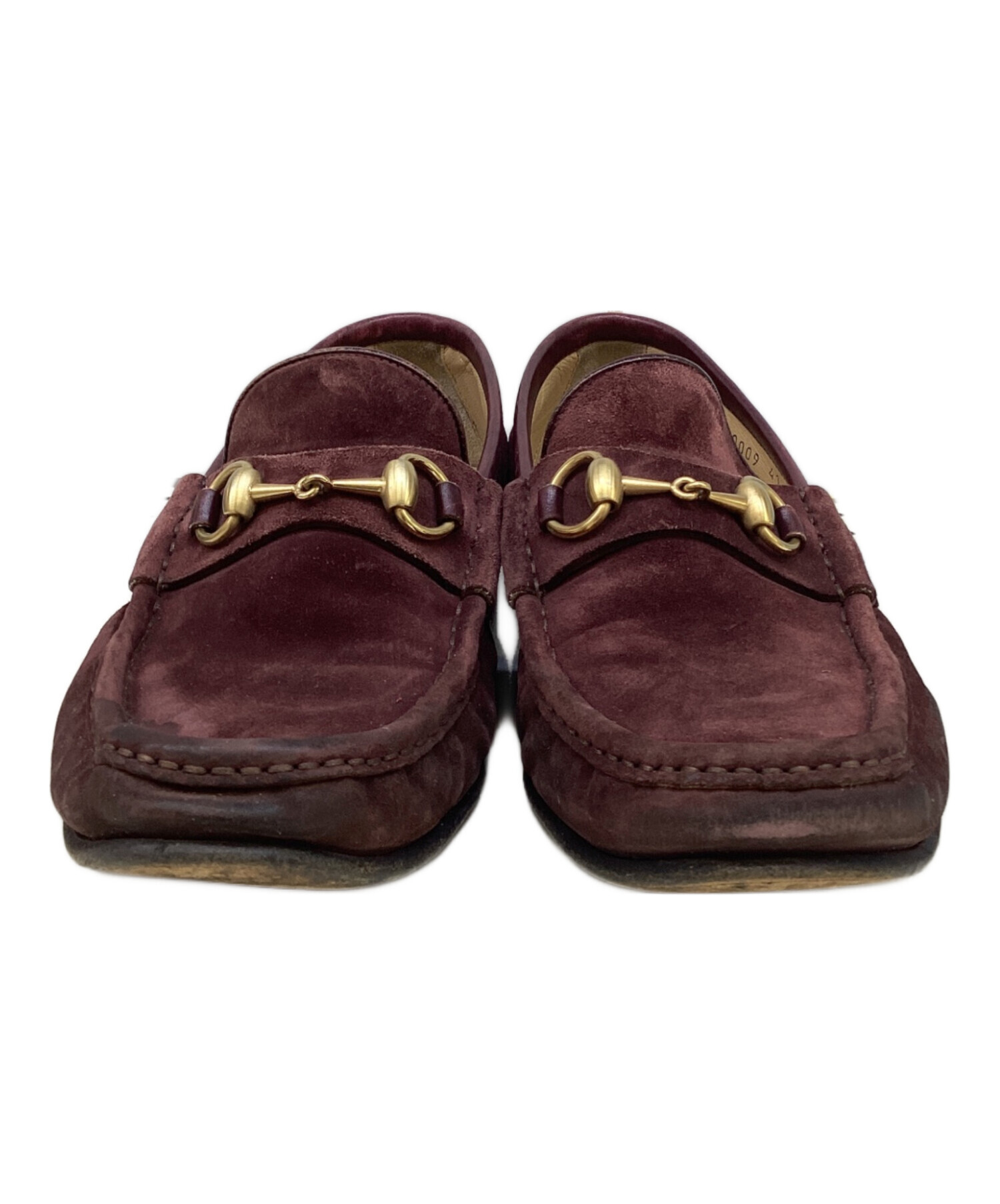 中古・古着通販】GUCCI (グッチ) スエードローファー ワインレッド