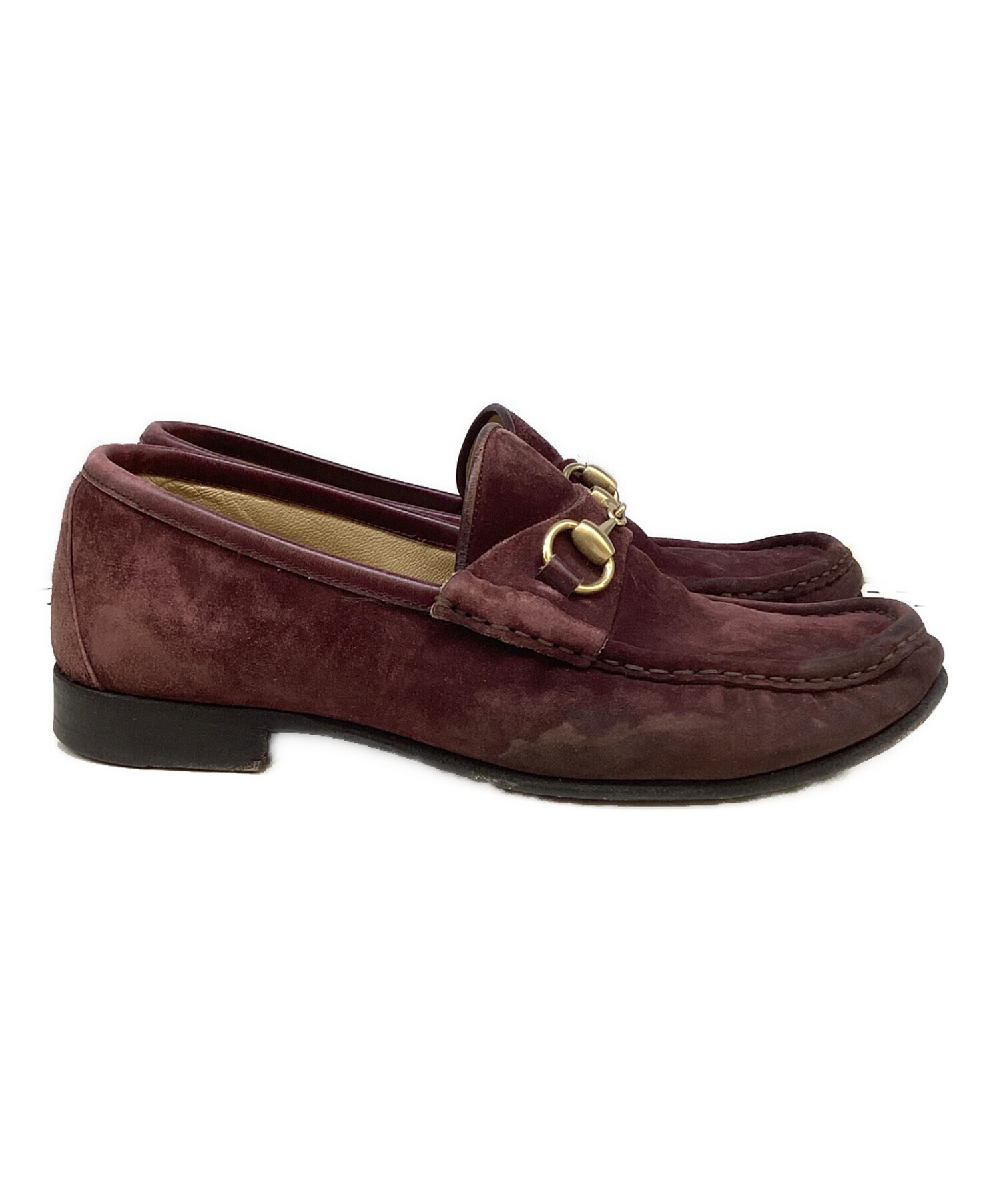 未使用　イタリア製　GUCCI スエード ブラウン ローファー 中古・古着通販】GUCCI (グッチ) スエードローファー ワインレッド