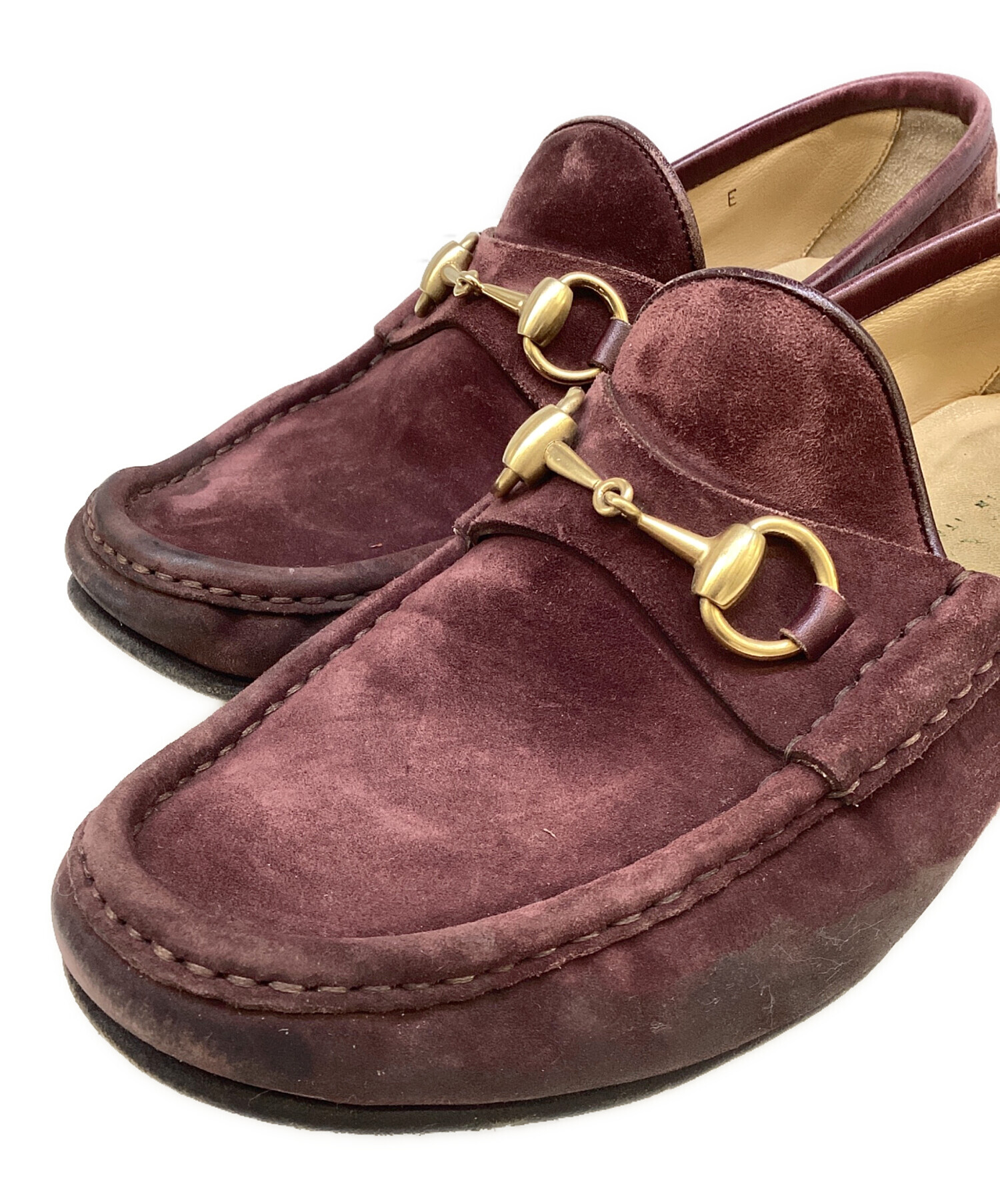 レア品 グッチ スエード ローファー レッド 赤 中古・古着通販】GUCCI (グッチ) スエードローファー ワインレッド