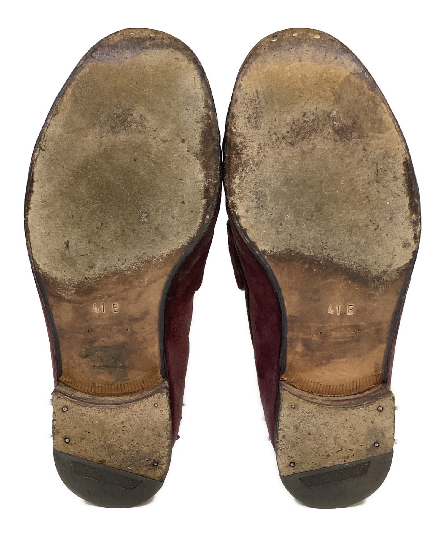 中古・古着通販】GUCCI (グッチ) スエードローファー ワインレッド