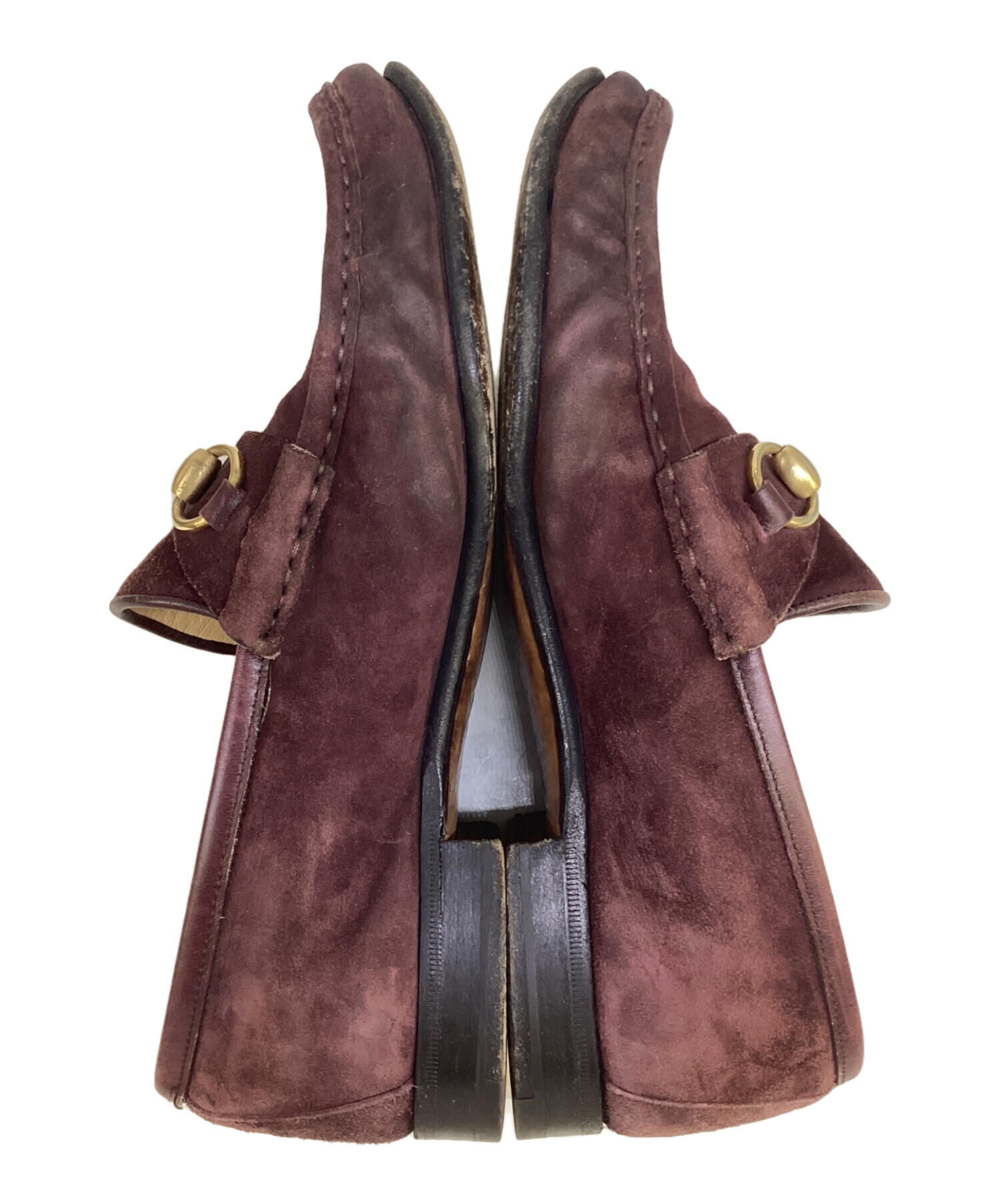 中古・古着通販】GUCCI (グッチ) スエードローファー ワインレッド