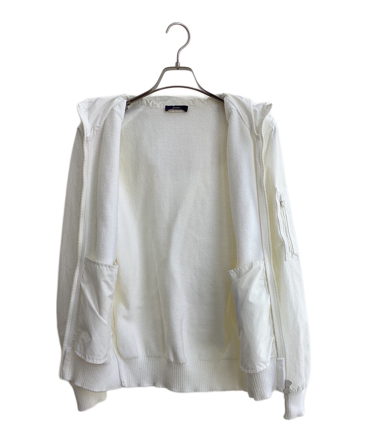 HERNO ヘルノ ノースリーブ S 白 【古着】【中古】【送料無料】 中古・古着通販】HERNO (ヘルノ) ハイブリッドジップフーディ ホワイト