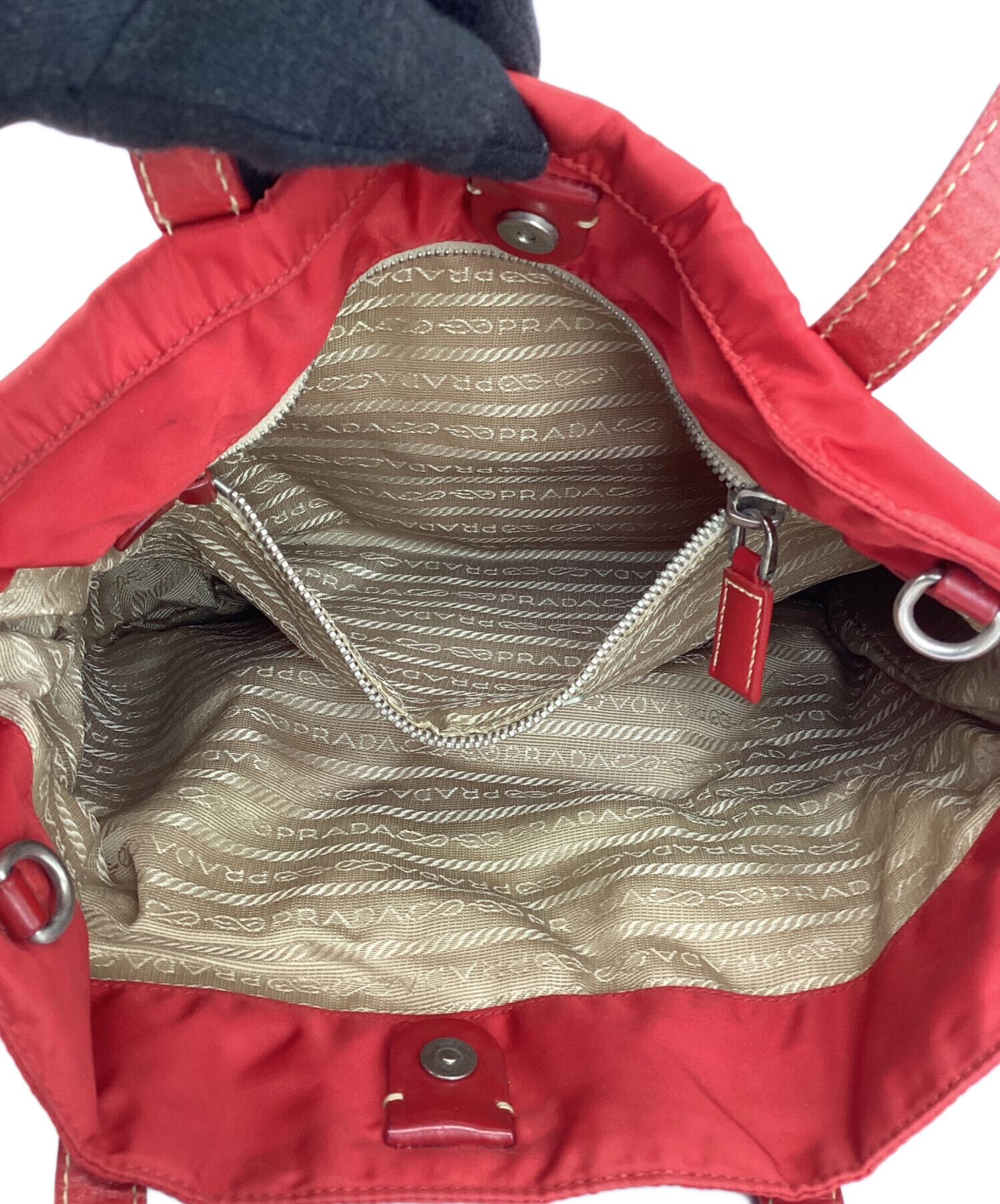 中古・古着通販】PRADA (プラダ) ナイロンハンドバッグ レッド