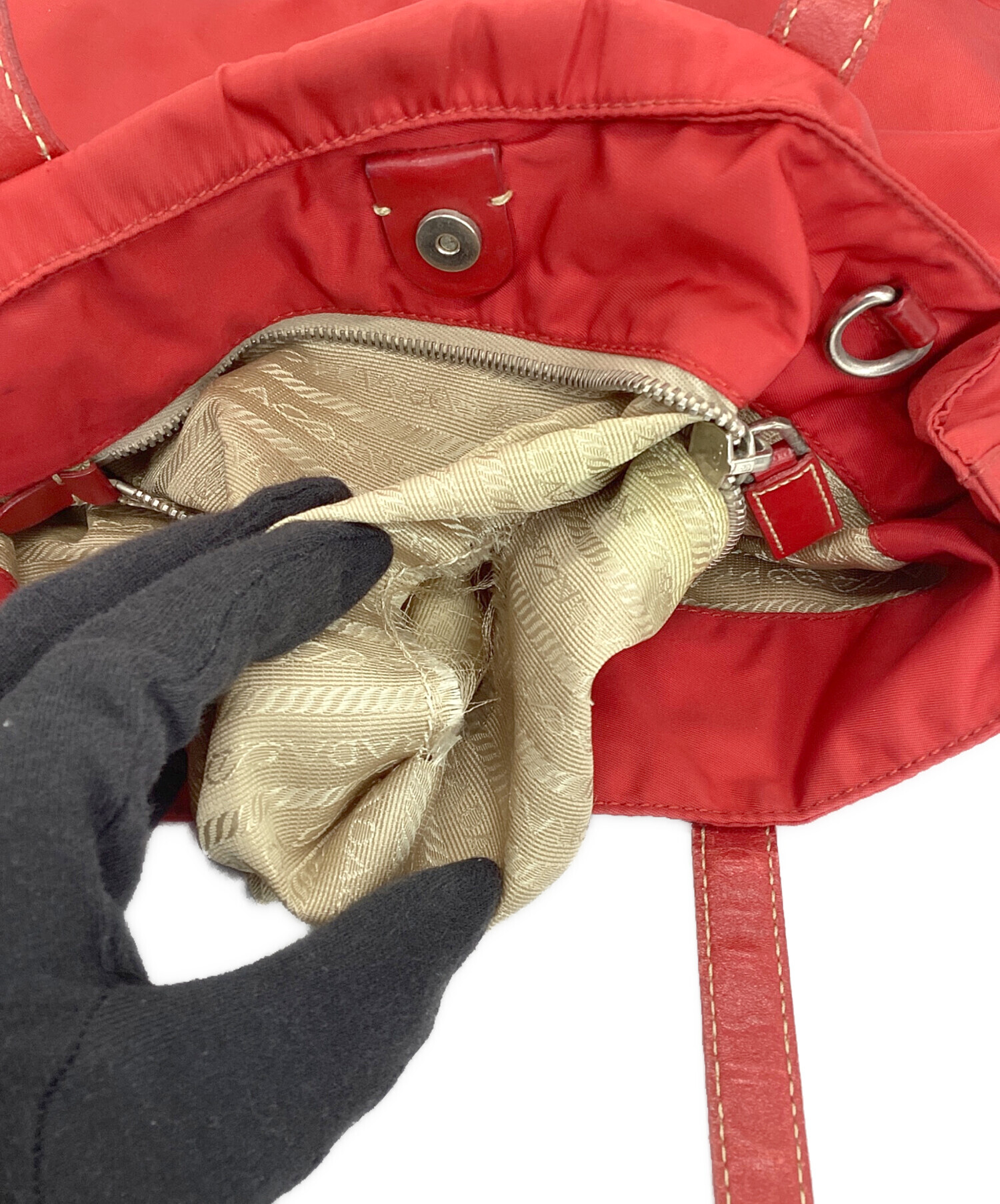 中古・古着通販】PRADA (プラダ) ナイロンハンドバッグ レッド