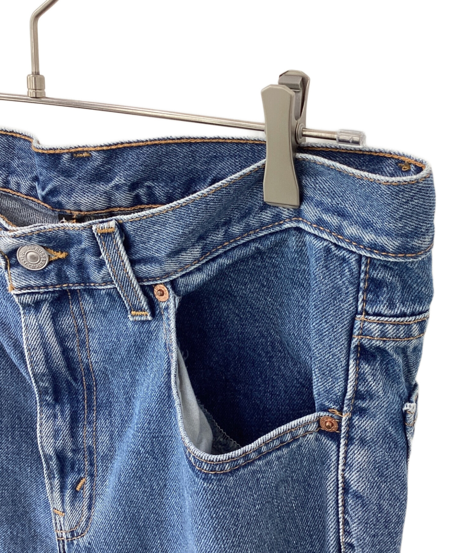 Levi's リメイク デニム 中古・古着通販】LEVI'S (リーバイス) リメイクデニムパンツ ブルー