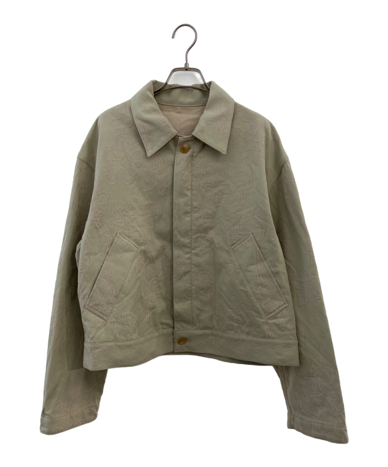 中古・古着通販】URU (ウル) COTTON JACQUARD TRUCKER JACKET 黄緑