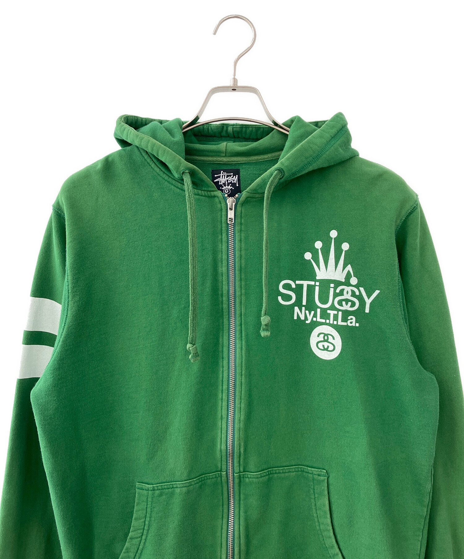 古着　ほぼ未使用　Stussy パーカー フーディー グリーン Mサイズ 中古・古着通販】stussy (ステューシー) ジップパーカー グリーン
