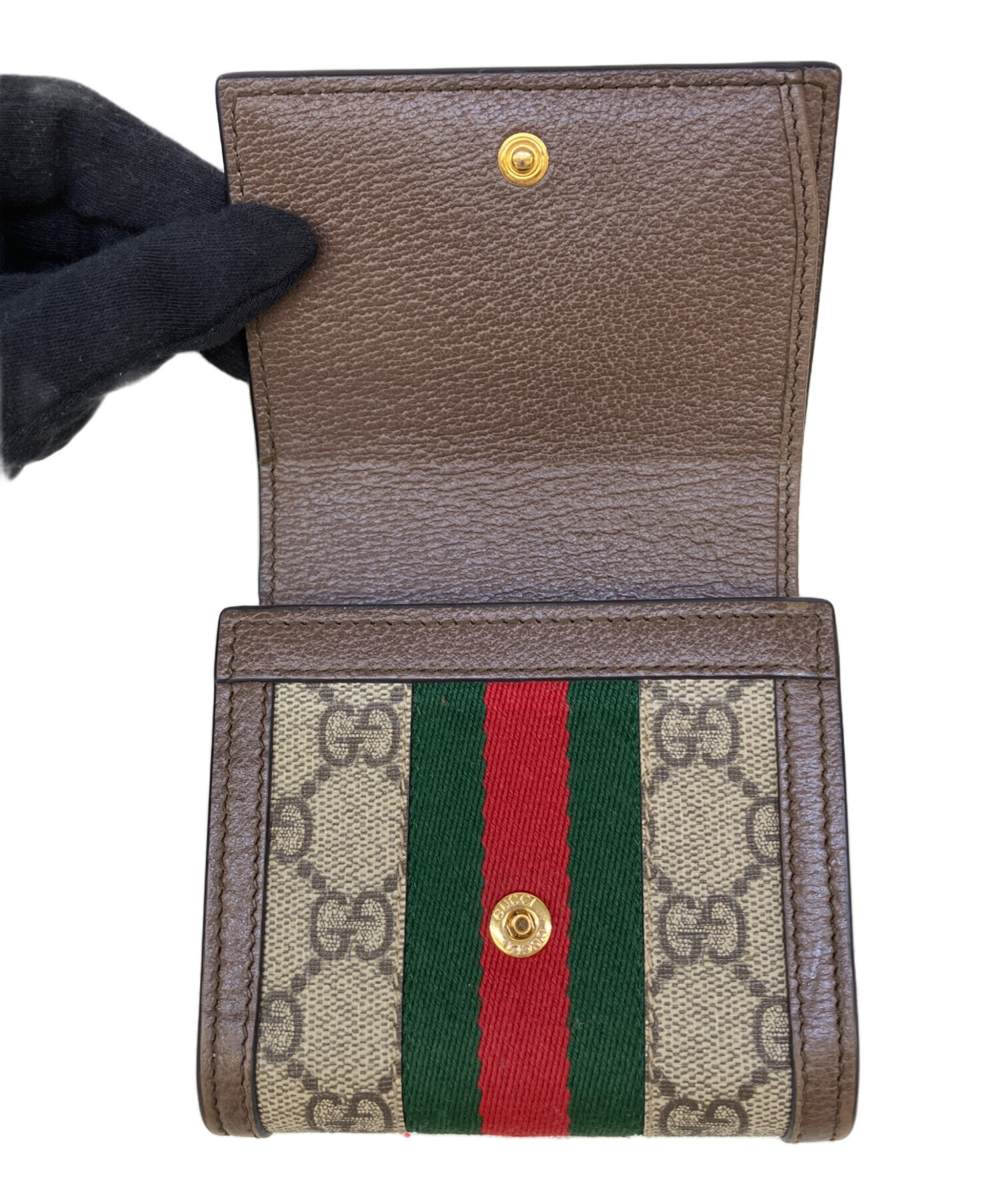 GUCCI 二つ折り財布 ダークブラウン 中古・古着通販】GUCCI (グッチ) 2つ折り財布 GG ブラウン｜ブランド
