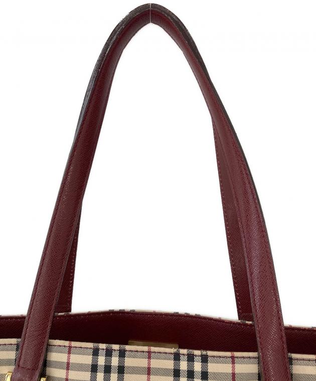中古・古着通販】BURBERRY (バーバリー) トートバッグ レッド×ベージュ