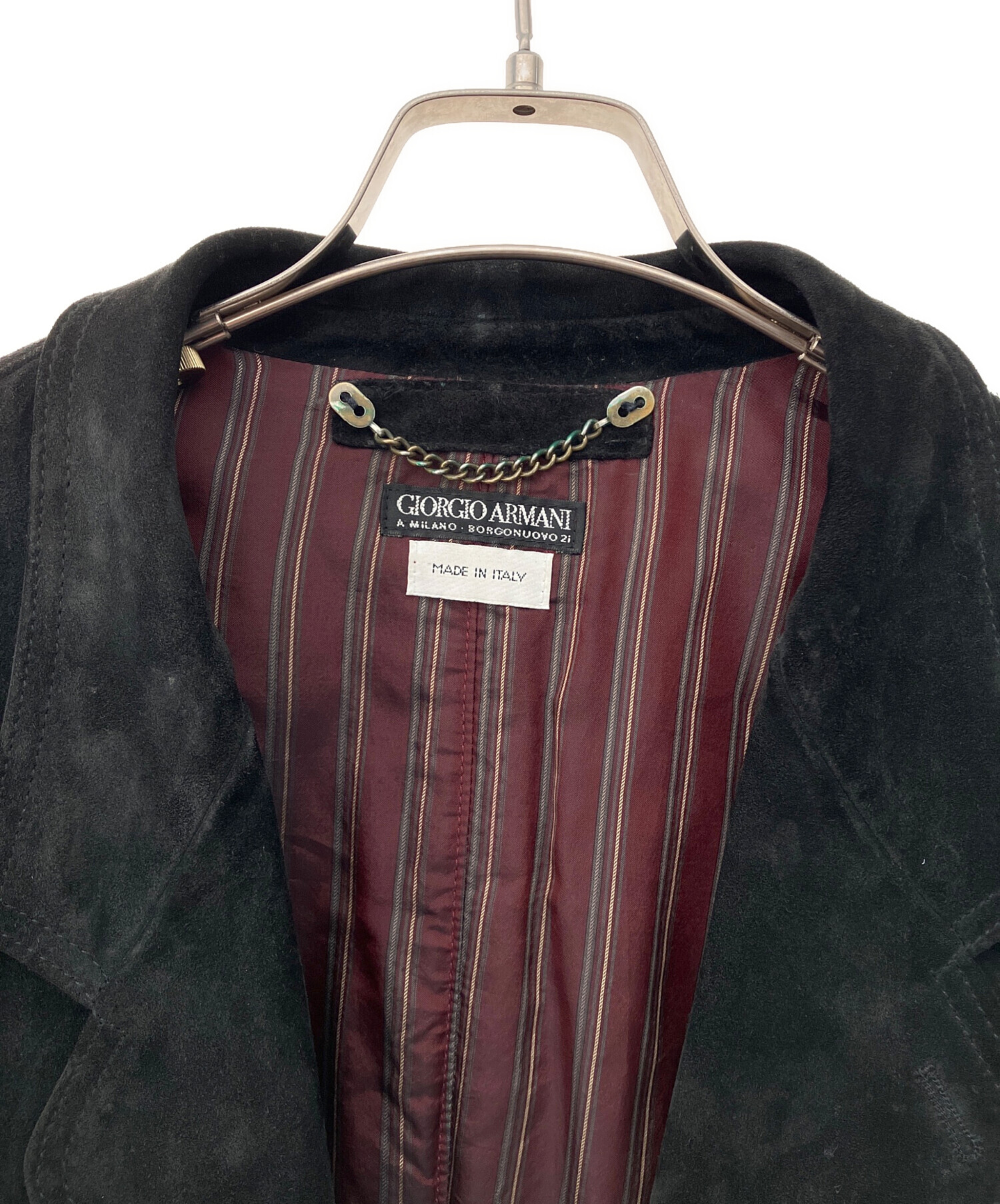 古着ジョルジョアルマーニ　Giorgio Armani 黒レザージャケット 50 中古・古着通販】GIORGIO ARMANI (ジョルジオアルマーニ) レザー