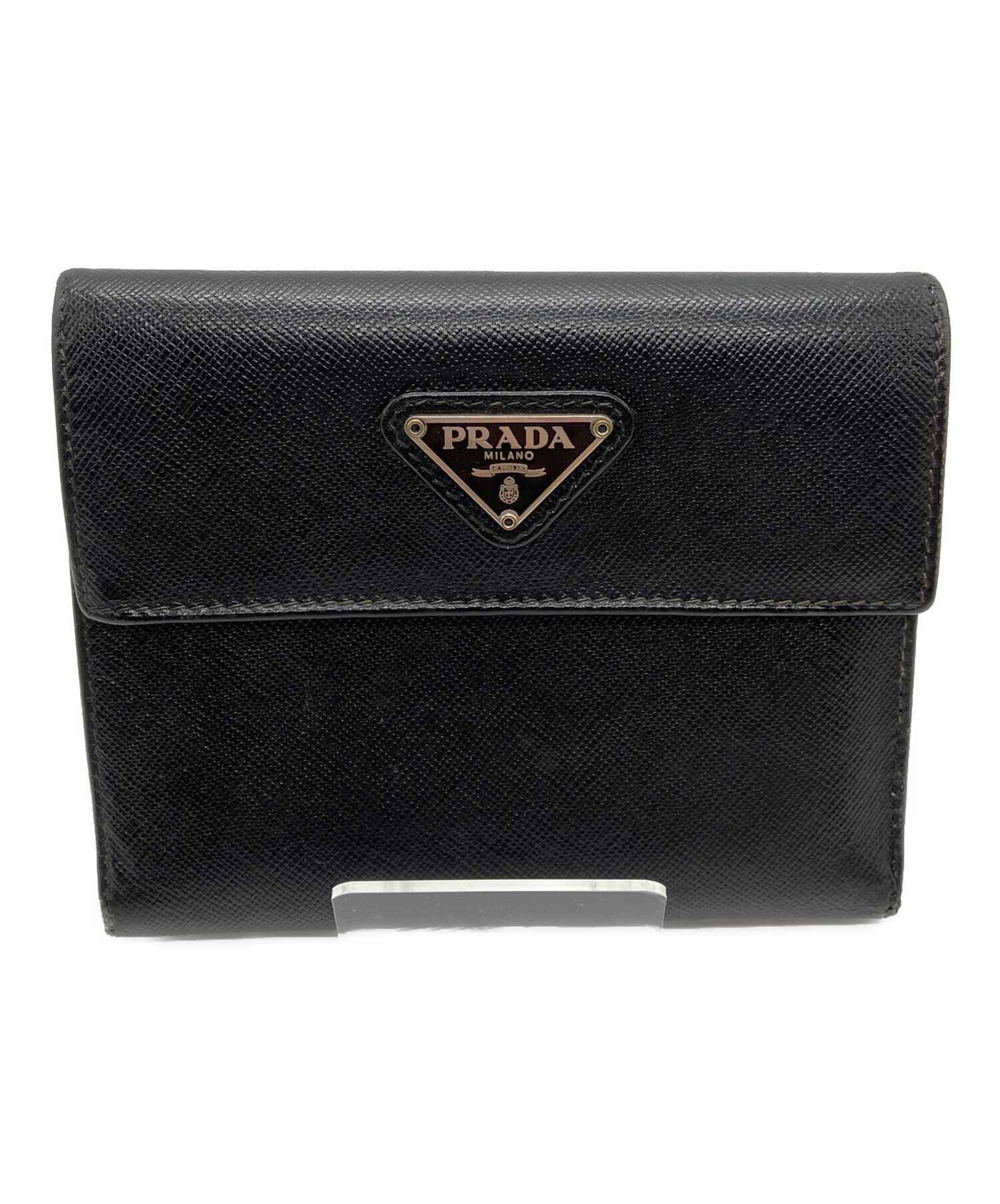 中古・古着通販】PRADA (プラダ) 2つ折り財布 ブラック｜ブランド