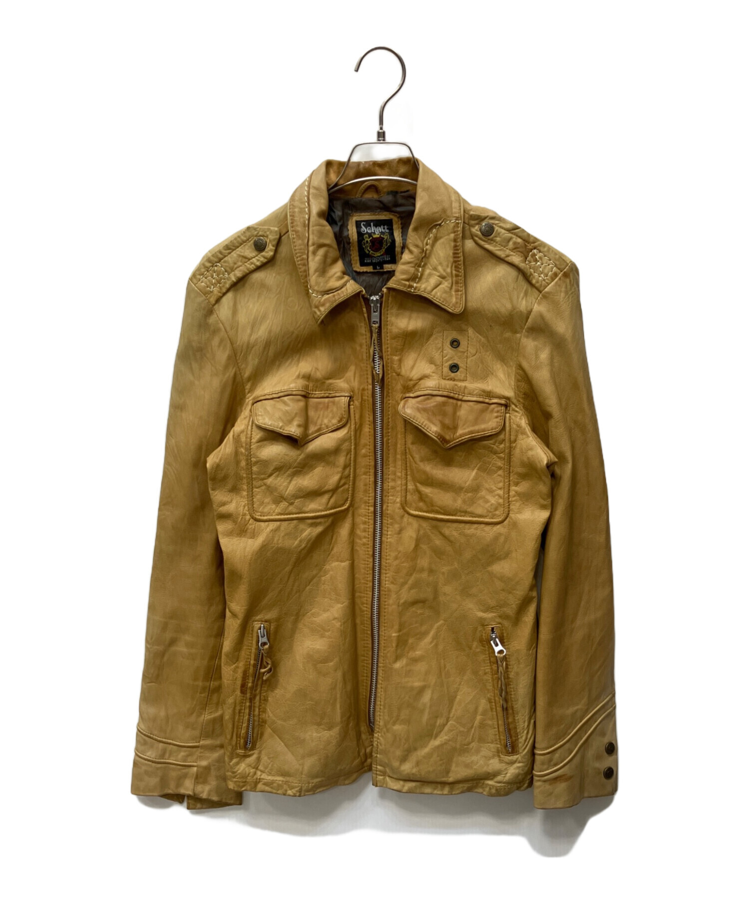 中古・古着通販】Schott (ショット) ラムレザージャケット ベージュ