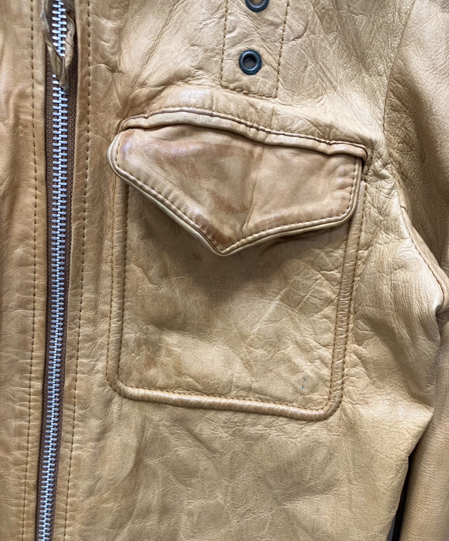 中古・古着通販】Schott (ショット) ラムレザージャケット ベージュ