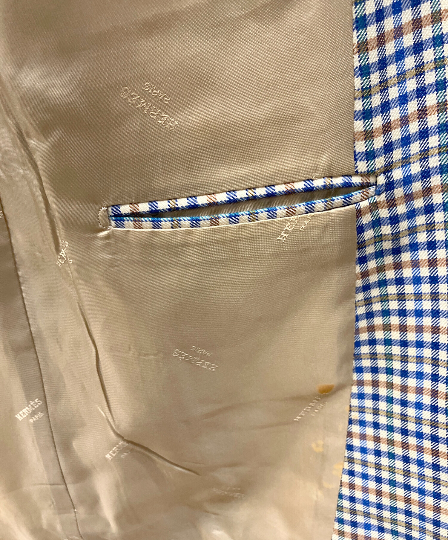 HERMES ヴィンテージ テーラードジャケット 38 リネン ブルー 中古・古着通販】HERMES (エルメス) テーラードジャケット ホワイト