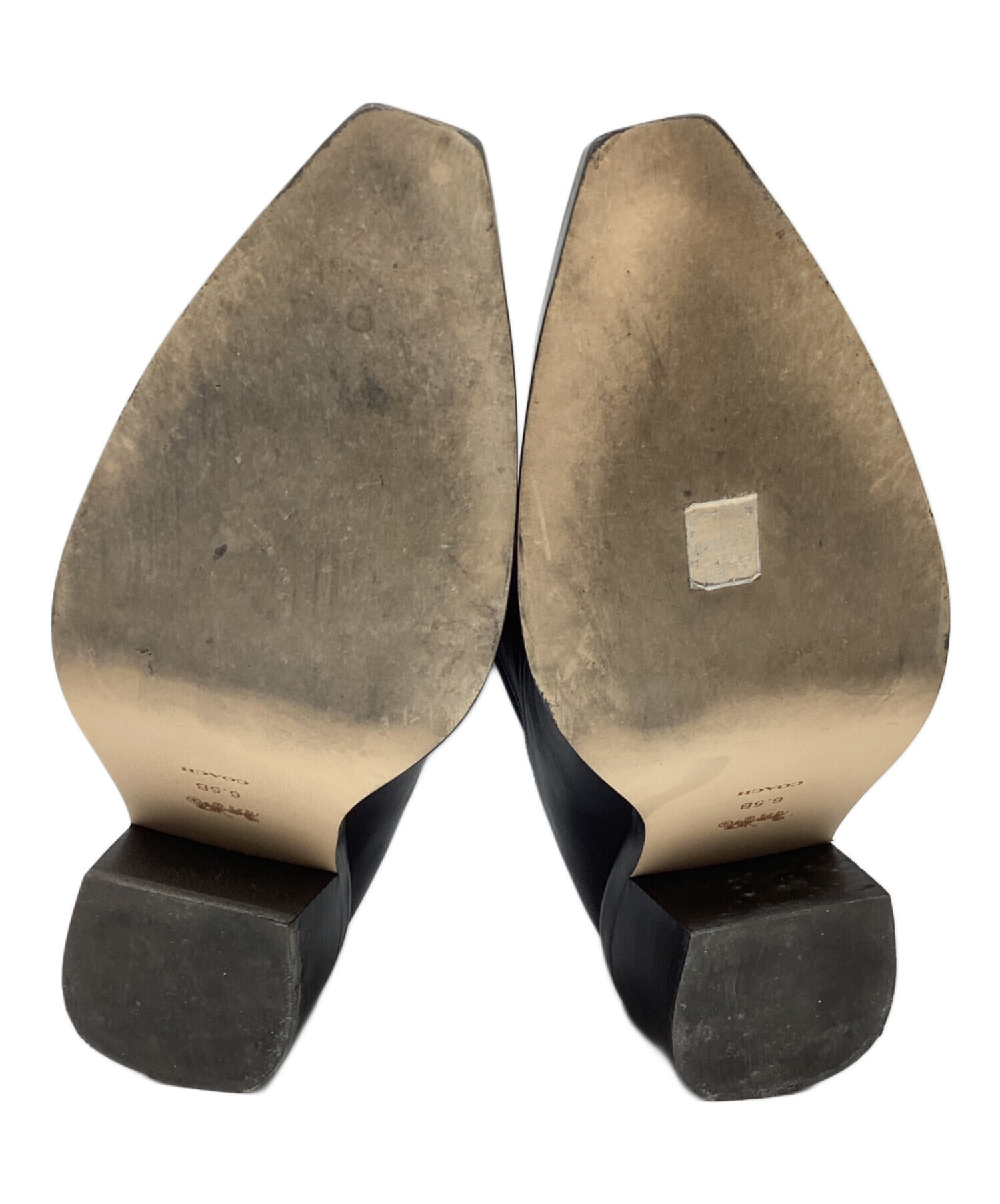 中古・古着通販】COACH (コーチ) レザーブーツ ブラック サイズ:6.5