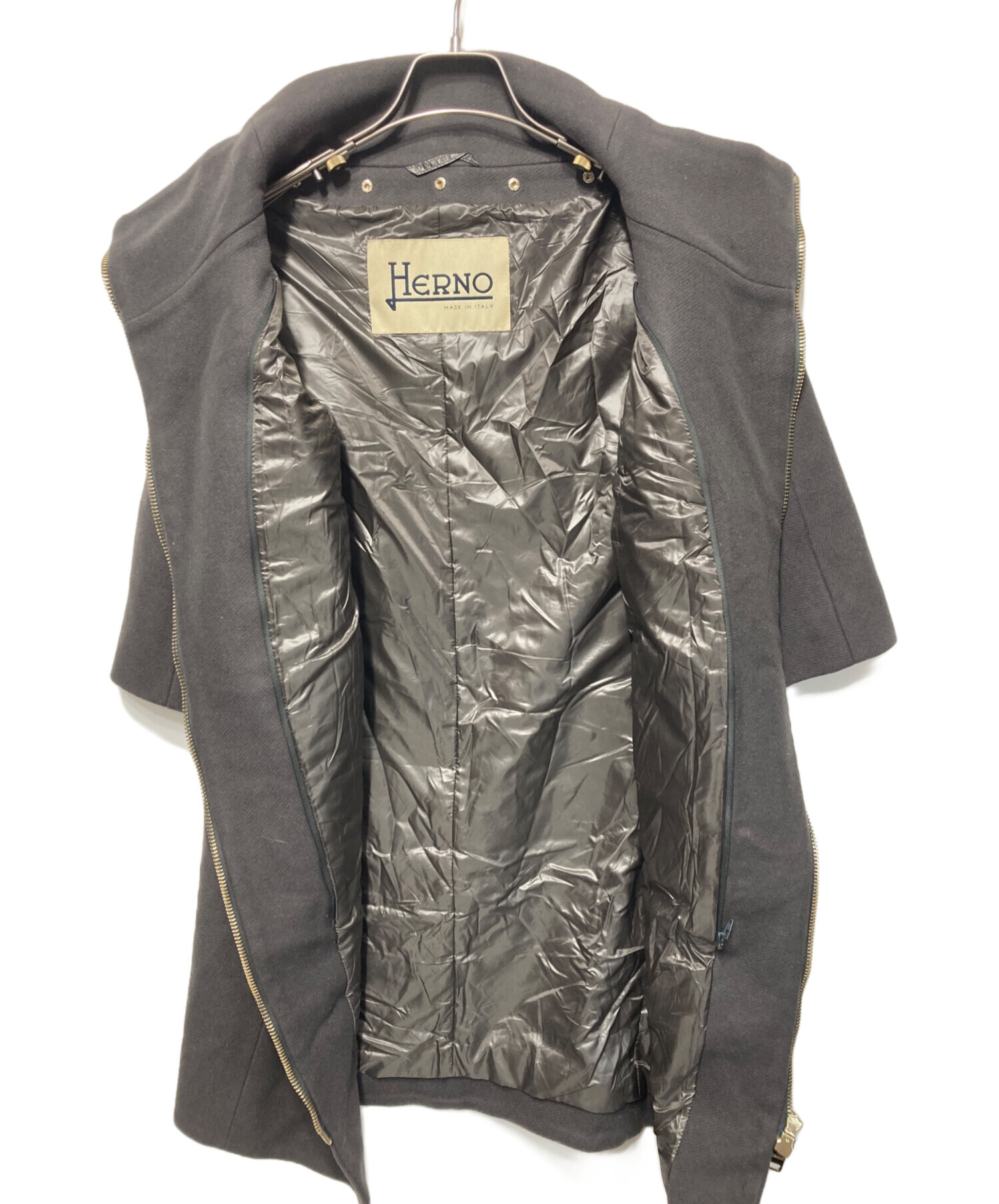 中古・古着通販】HERNO (ヘルノ) 中綿ライナー付きウールコート グレー