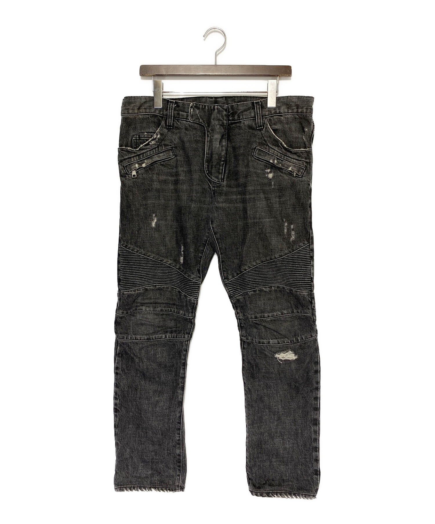中古・古着通販】BALMAIN (バルマン) クラッシュバイカーデニム