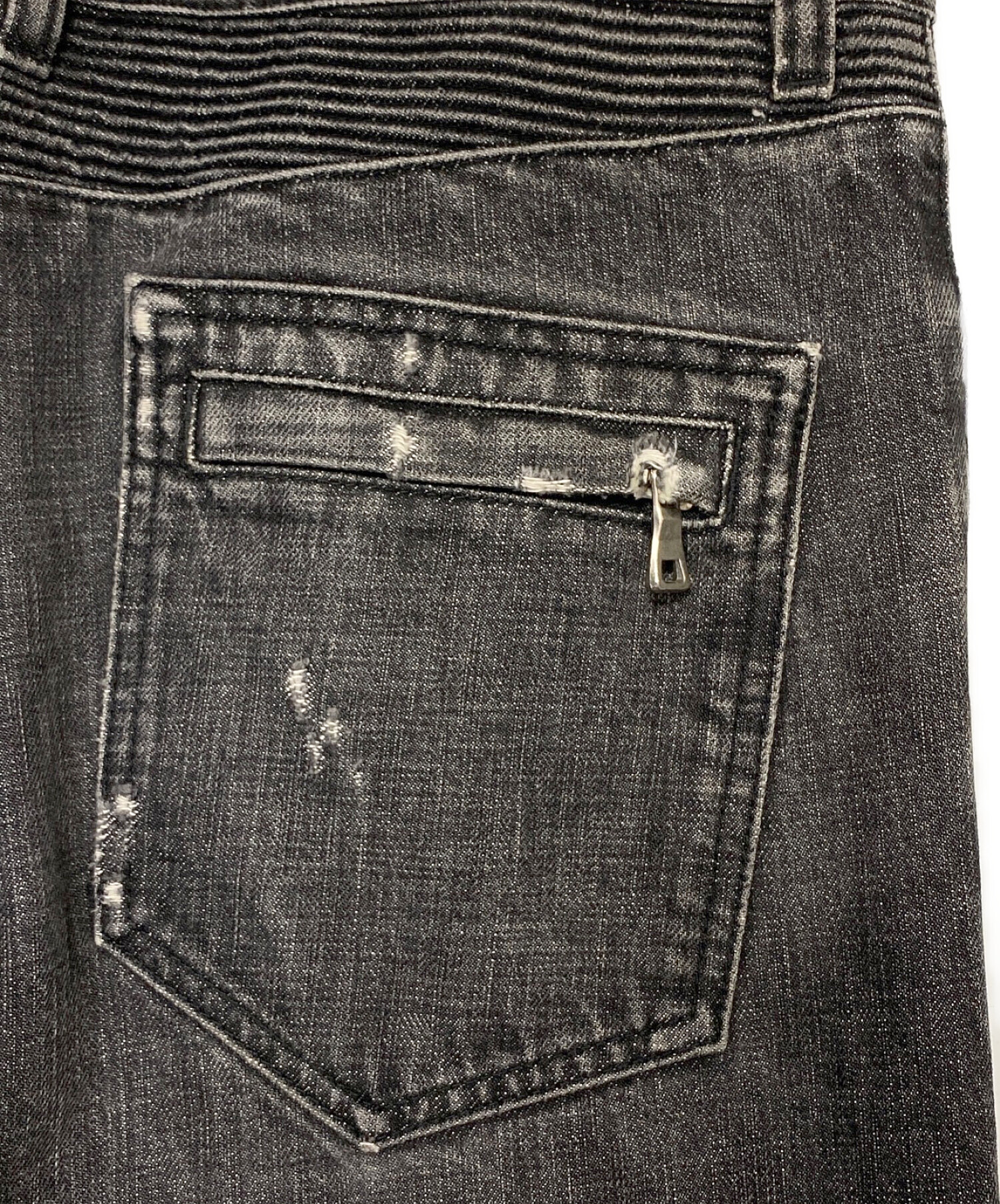 中古・古着通販】BALMAIN (バルマン) クラッシュバイカーデニム