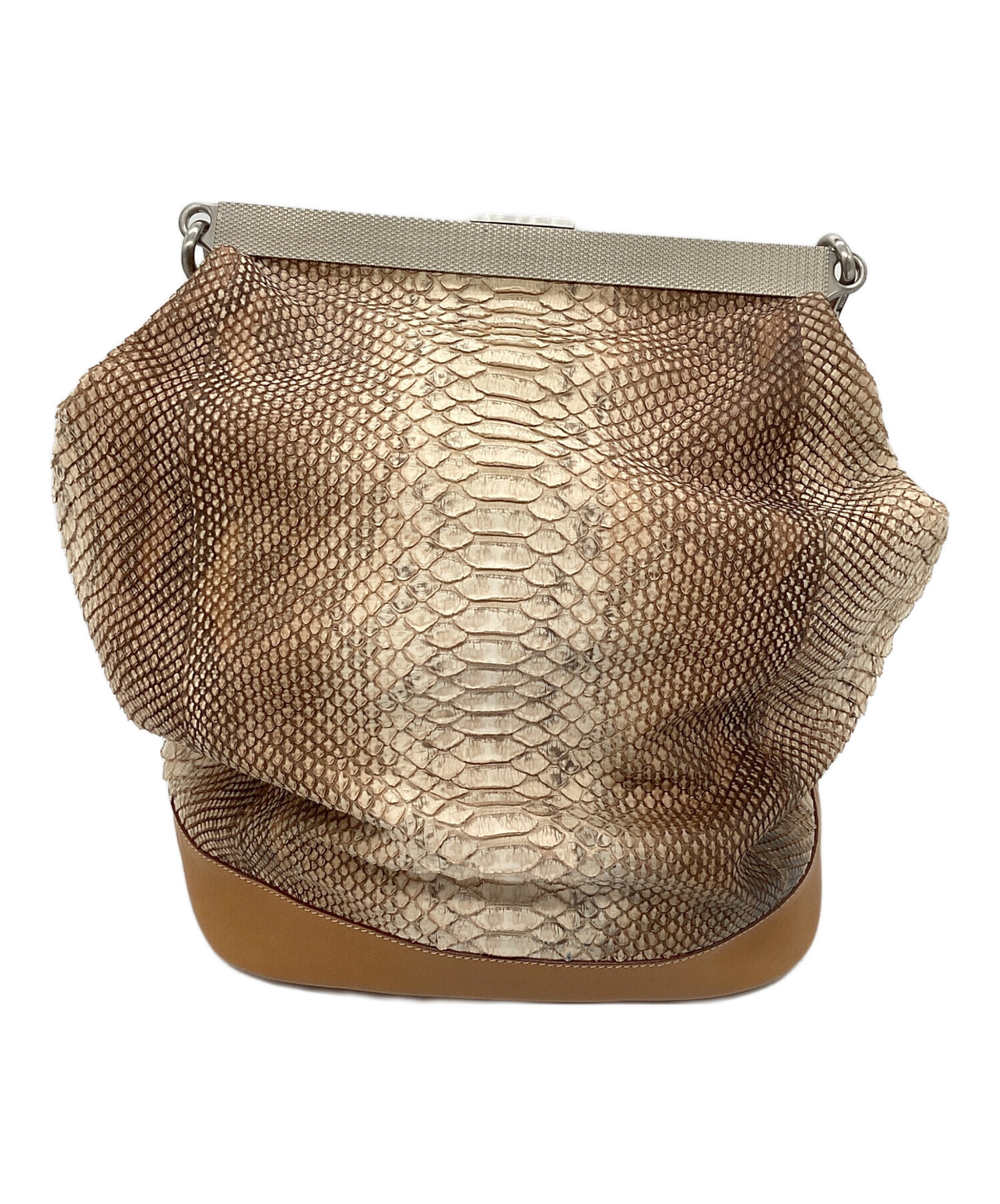 中古・古着通販】PRADA (プラダ) パイソンレザーハンドバッグ ベージュ