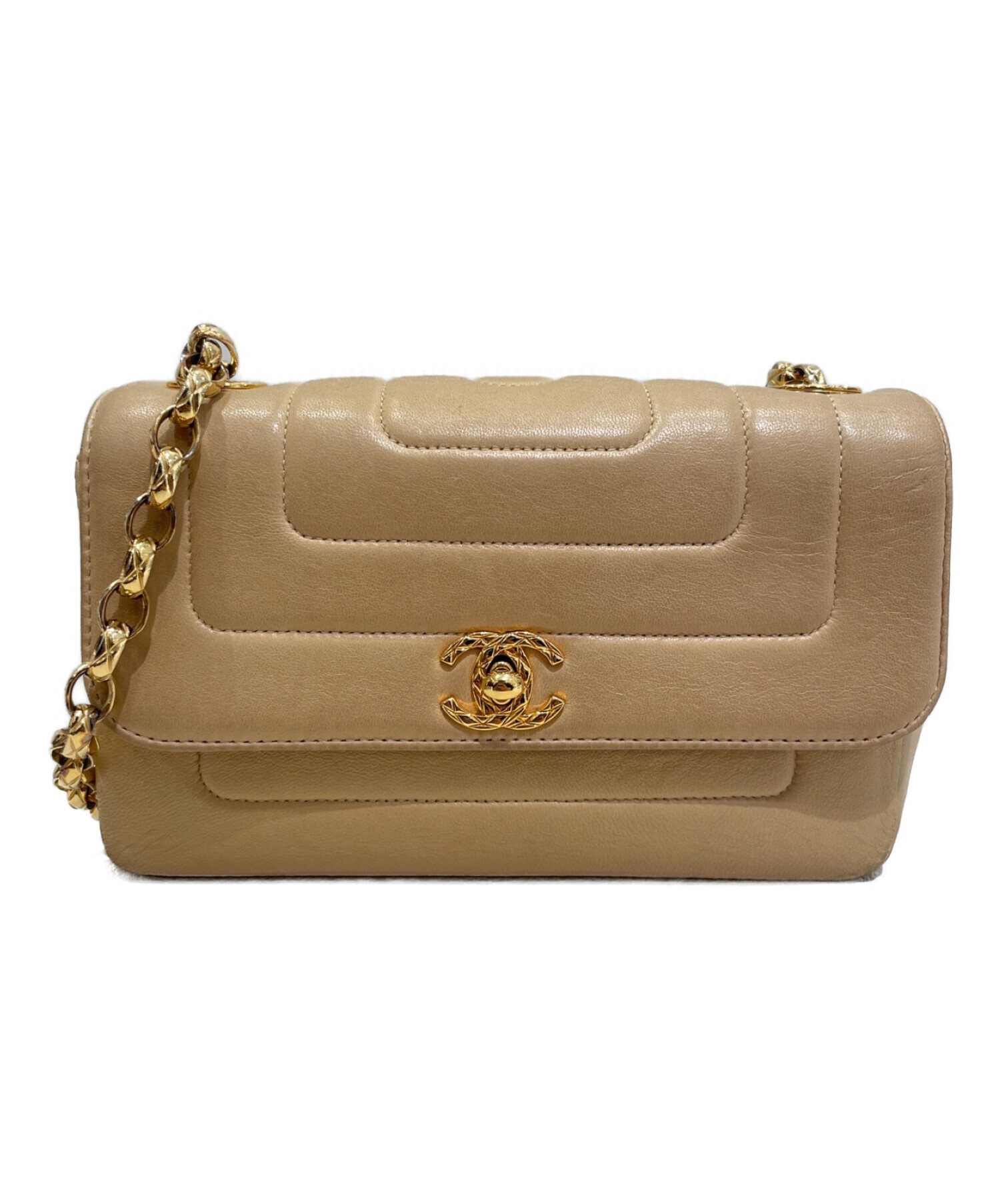シャネル CHANEL チェーンショルダーバッグ ベージュ GD金具 ラム