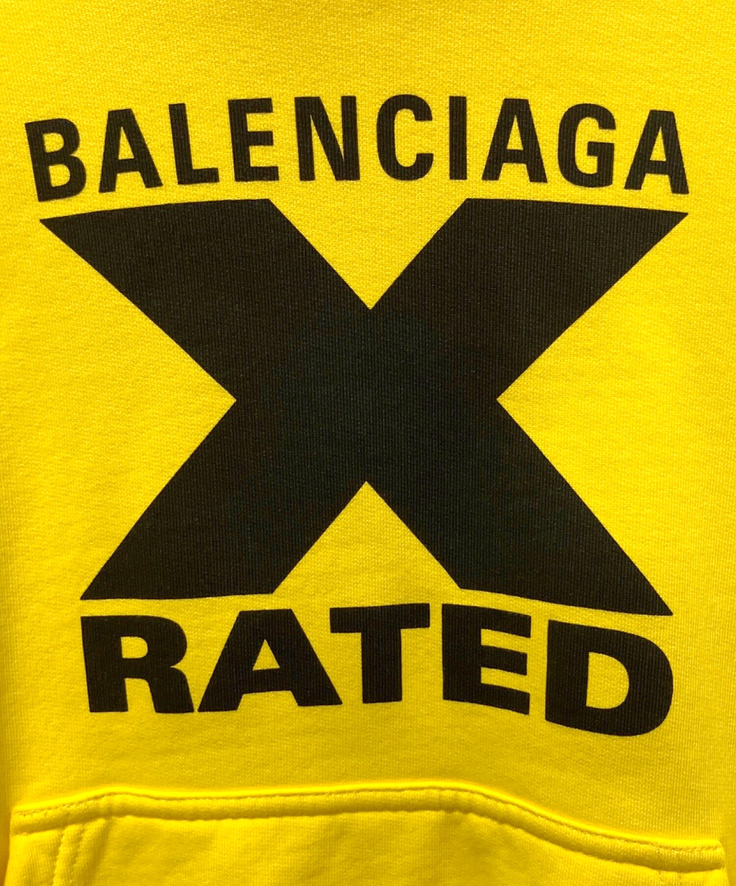 【中古】【未使用】バレンシアガ BALENCIAGA コットン プルオーバー パーカー イエロー【サイズXL】【ユニセックス】 中古・古着通販】BALENCIAGA (バレンシアガ) X-RATED プルオーバー