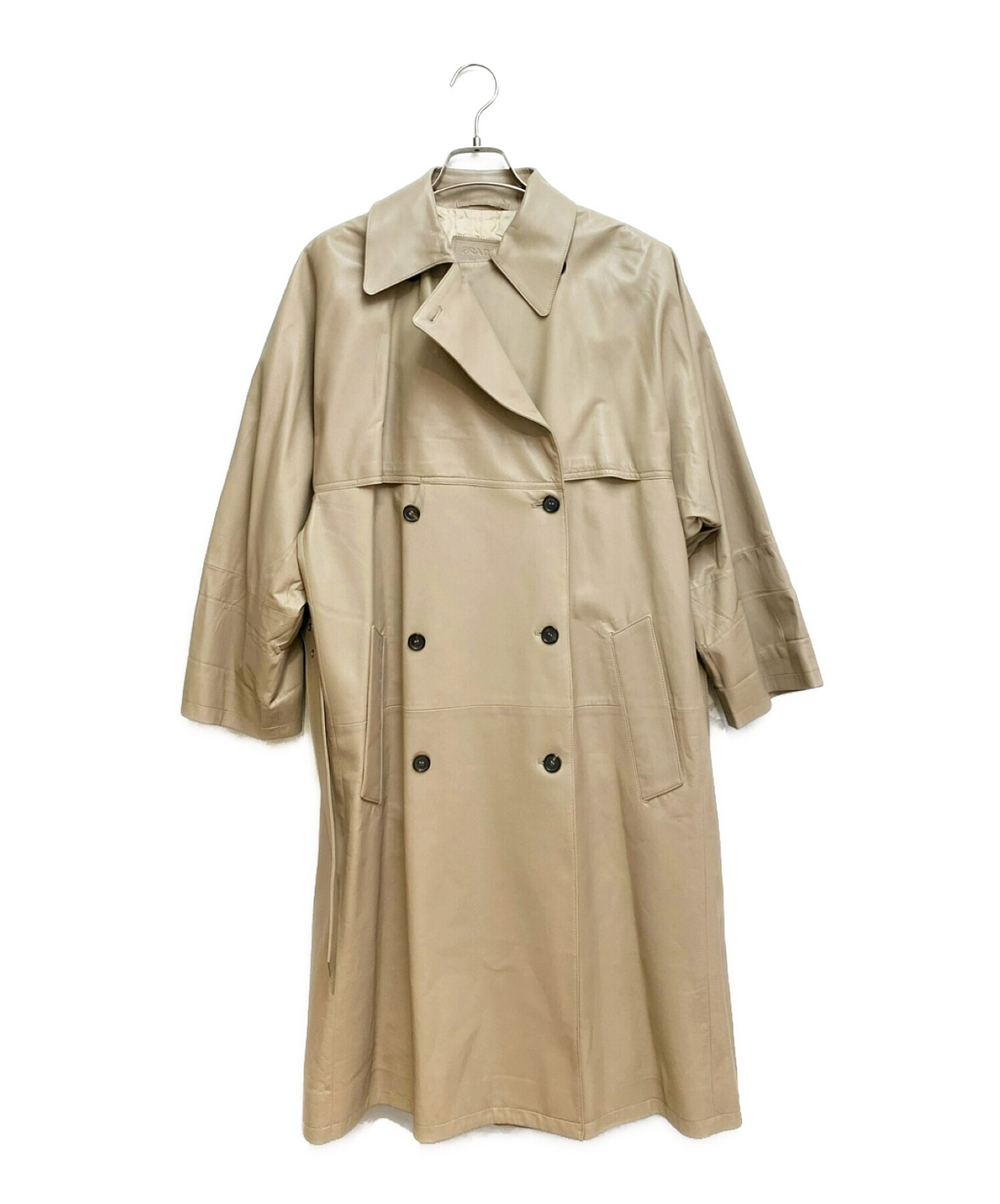 中古・古着通販】PRADA (プラダ) ラムレザートレンチコート ベージュ