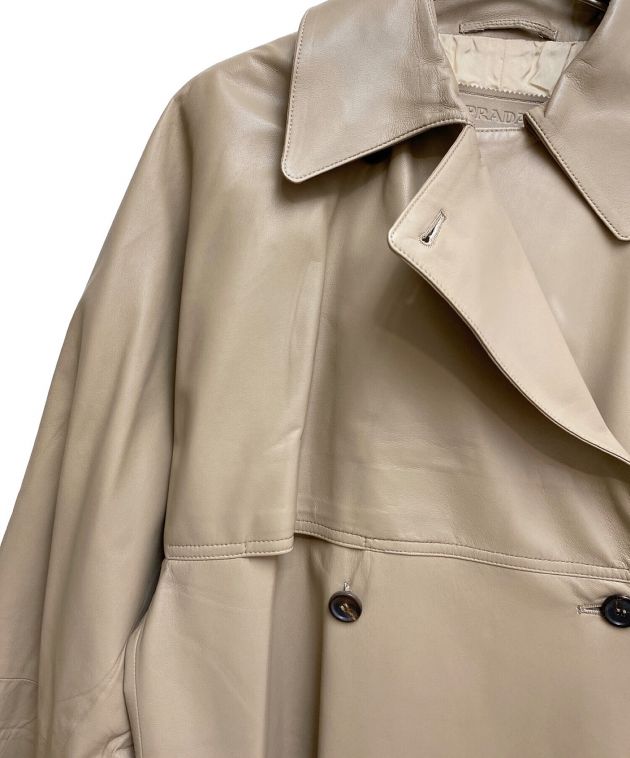 中古・古着通販】PRADA (プラダ) ラムレザートレンチコート ベージュ