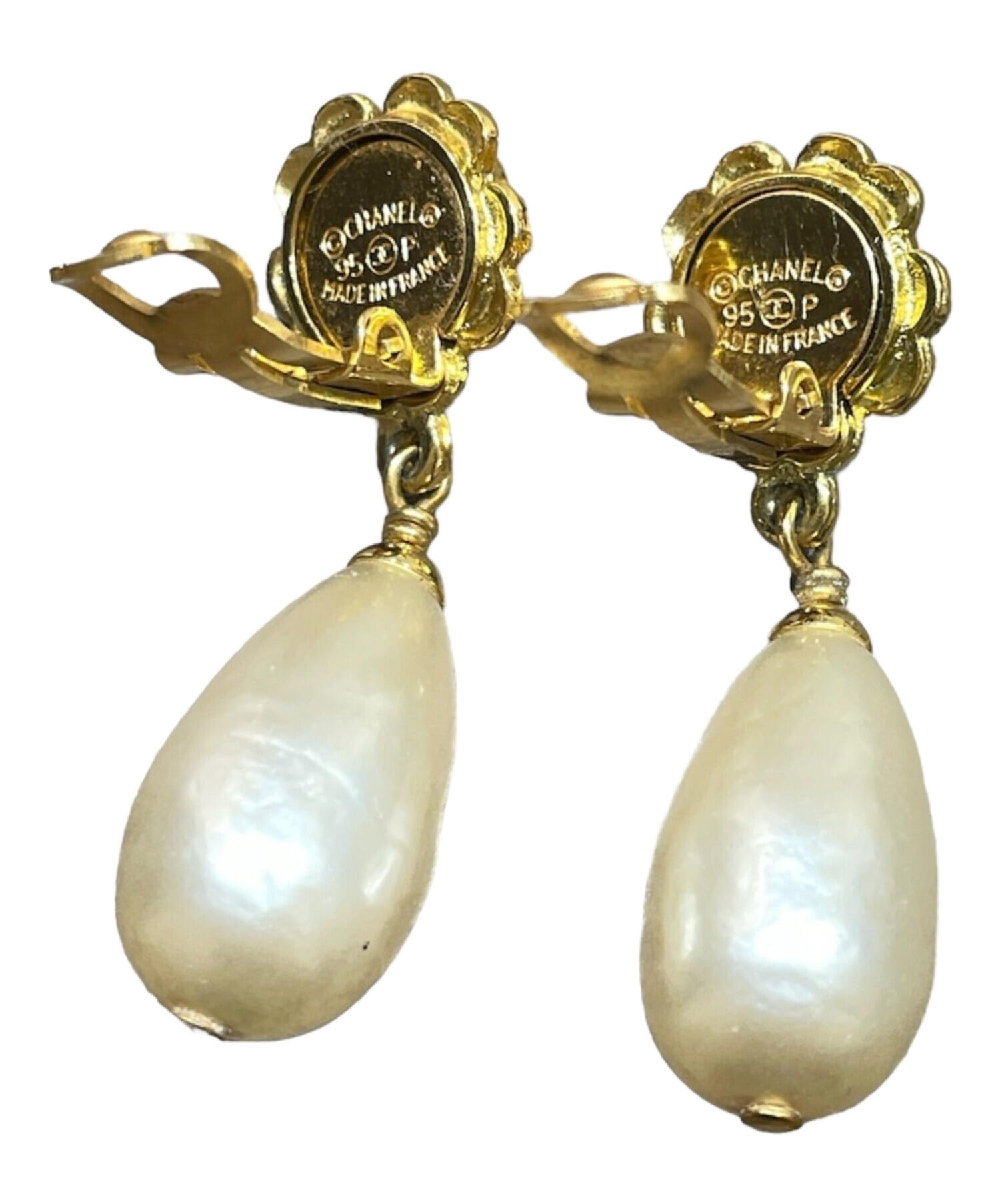 中古・古着通販】CHANEL (シャネル) フラワードロップパールイヤリング