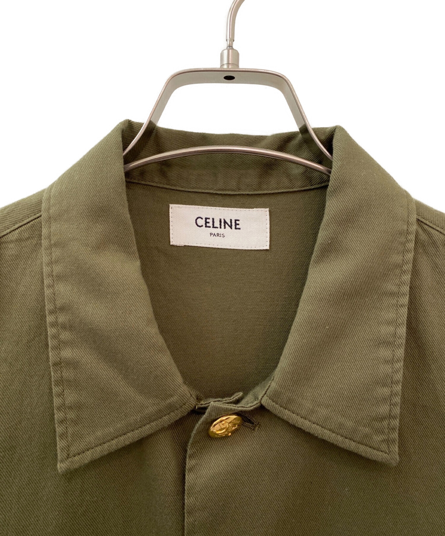 CELINE ミリタリージャケット オリーブグリーン　お値段交渉どうぞ！ 中古・古着通販】CELINE (セリーヌ) ミリタリーシャツ オリーブ サイズ