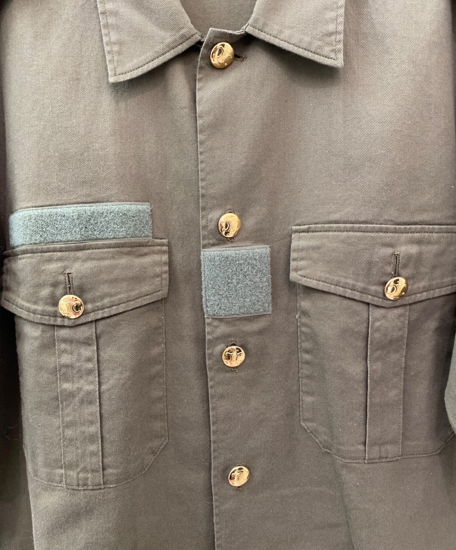 中古・古着通販】CELINE (セリーヌ) ミリタリーシャツ オリーブ サイズ