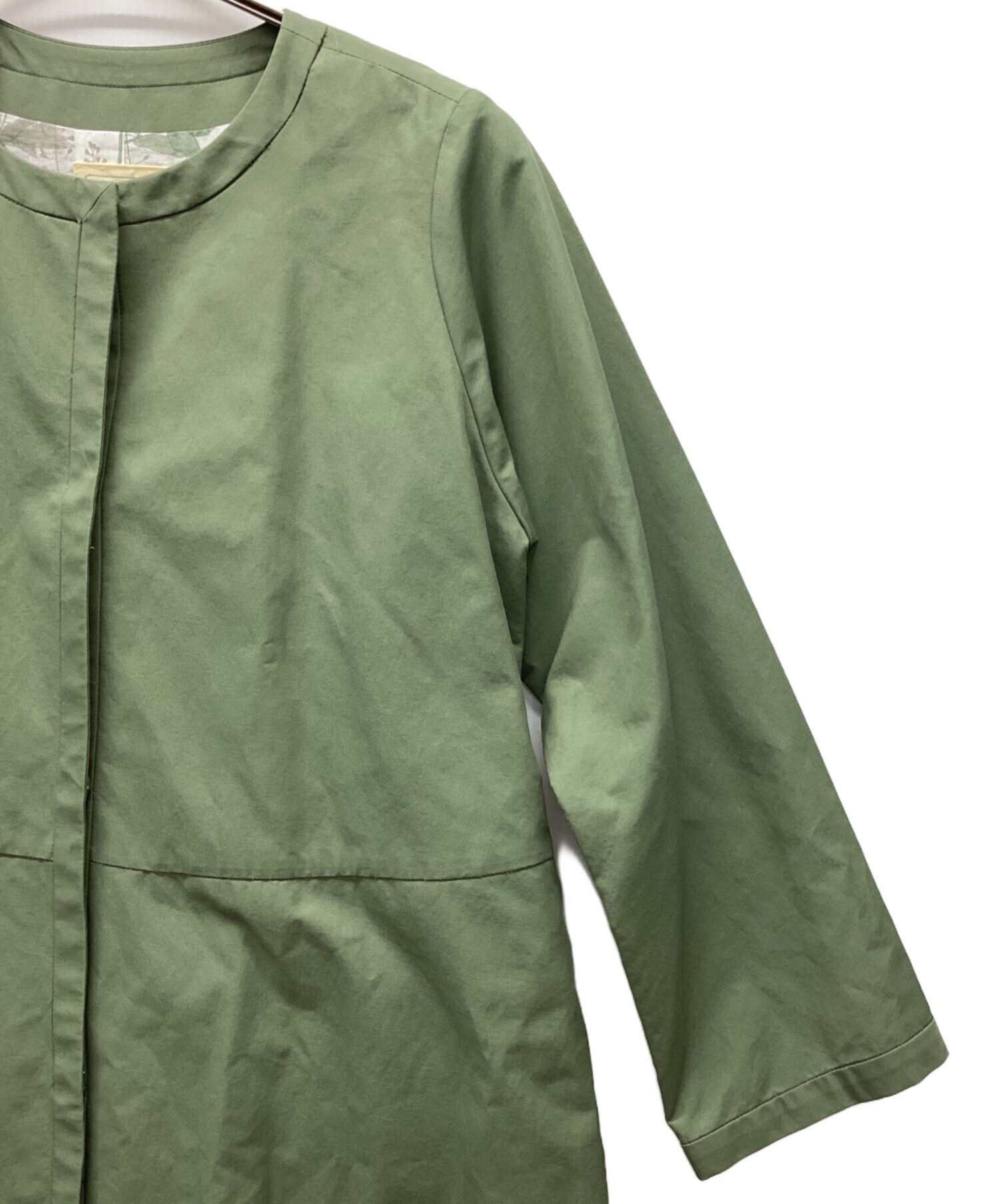中古・古着通販】Crespi (クレスピ) ノーカラーコート グリーン サイズ 