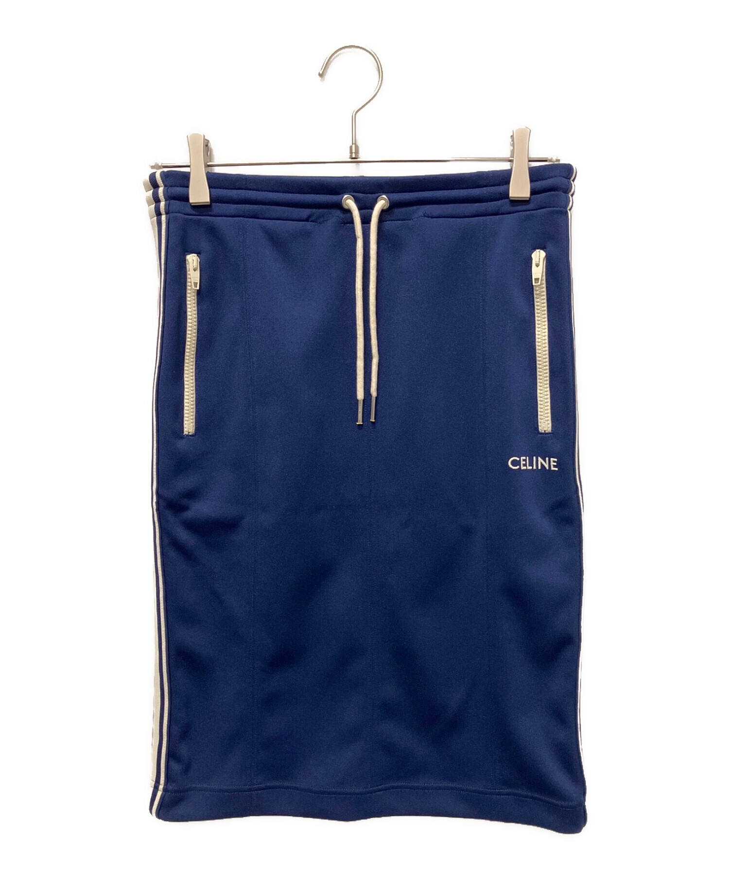 K*a様 CELINE ネイビー ジャージースカート ブルー 中古・古着通販】CELINE (セリーヌ) ジャージーサイドラインスカート