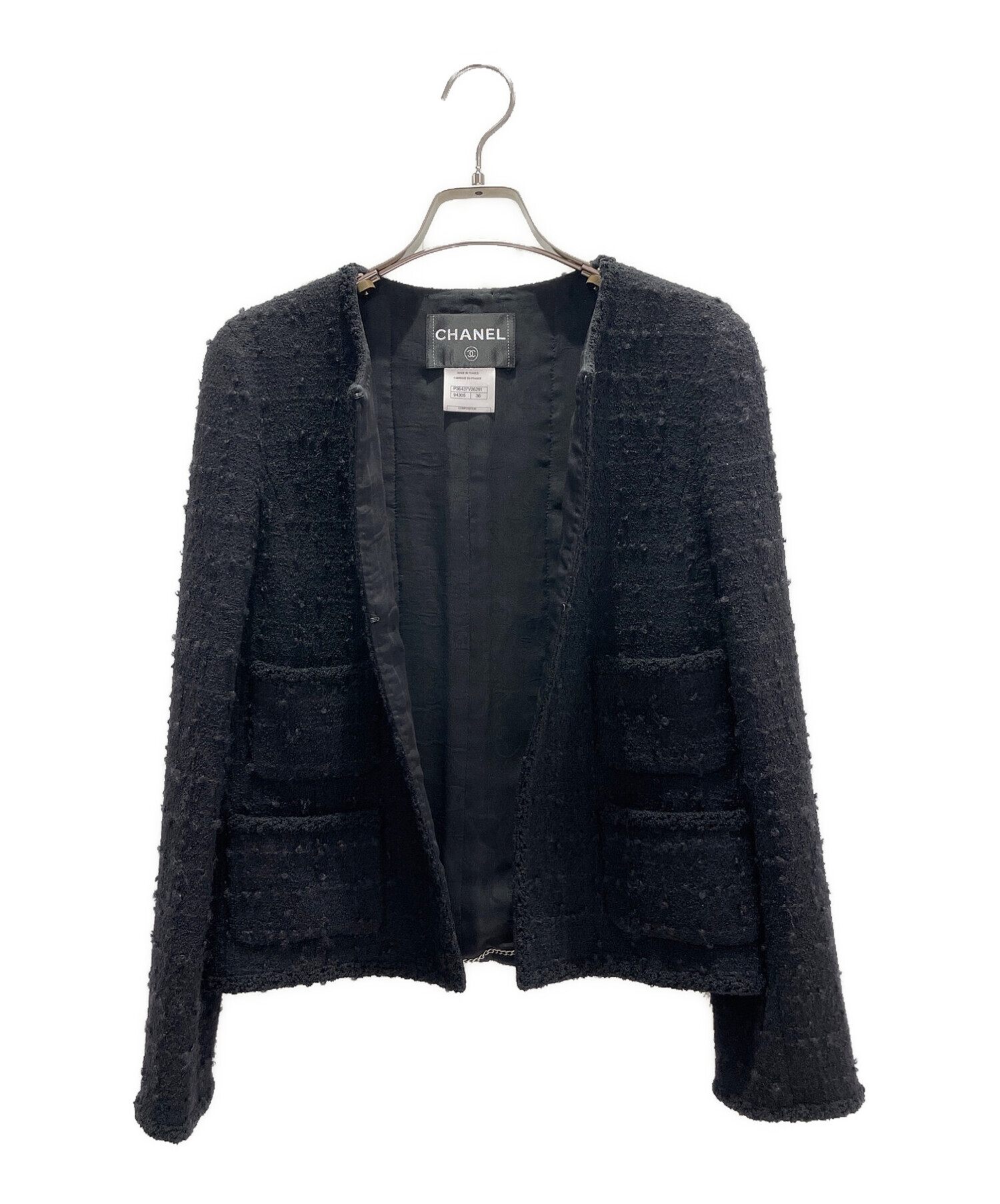 中古・古着通販】CHANEL (シャネル) ツイードセットアップ ブラック