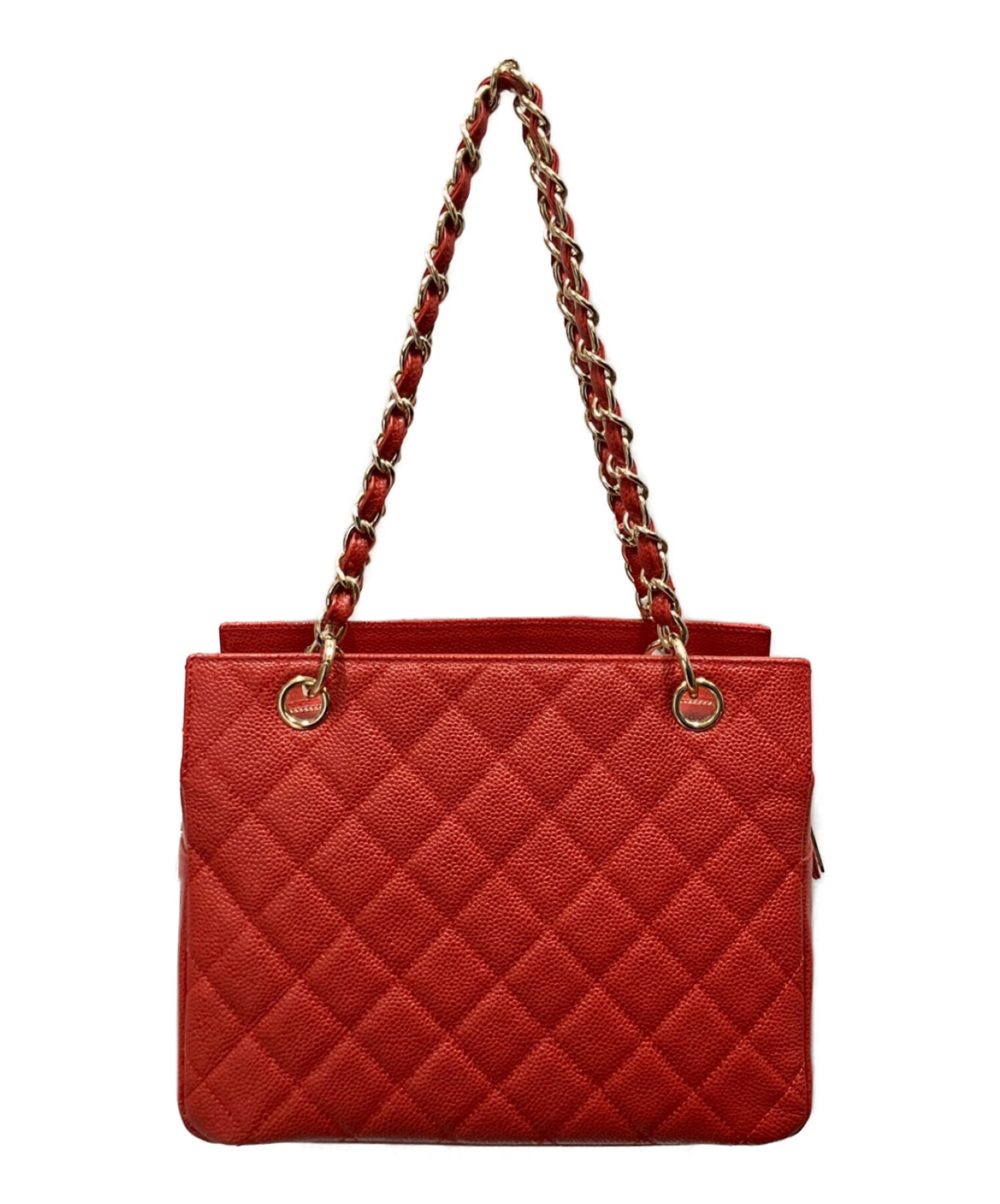 シャネル マトラッセ チェーン ショルダー ポーチ  コットン レッド 赤 中古・古着通販】CHANEL (シャネル) マトラッセチェーンショルダー
