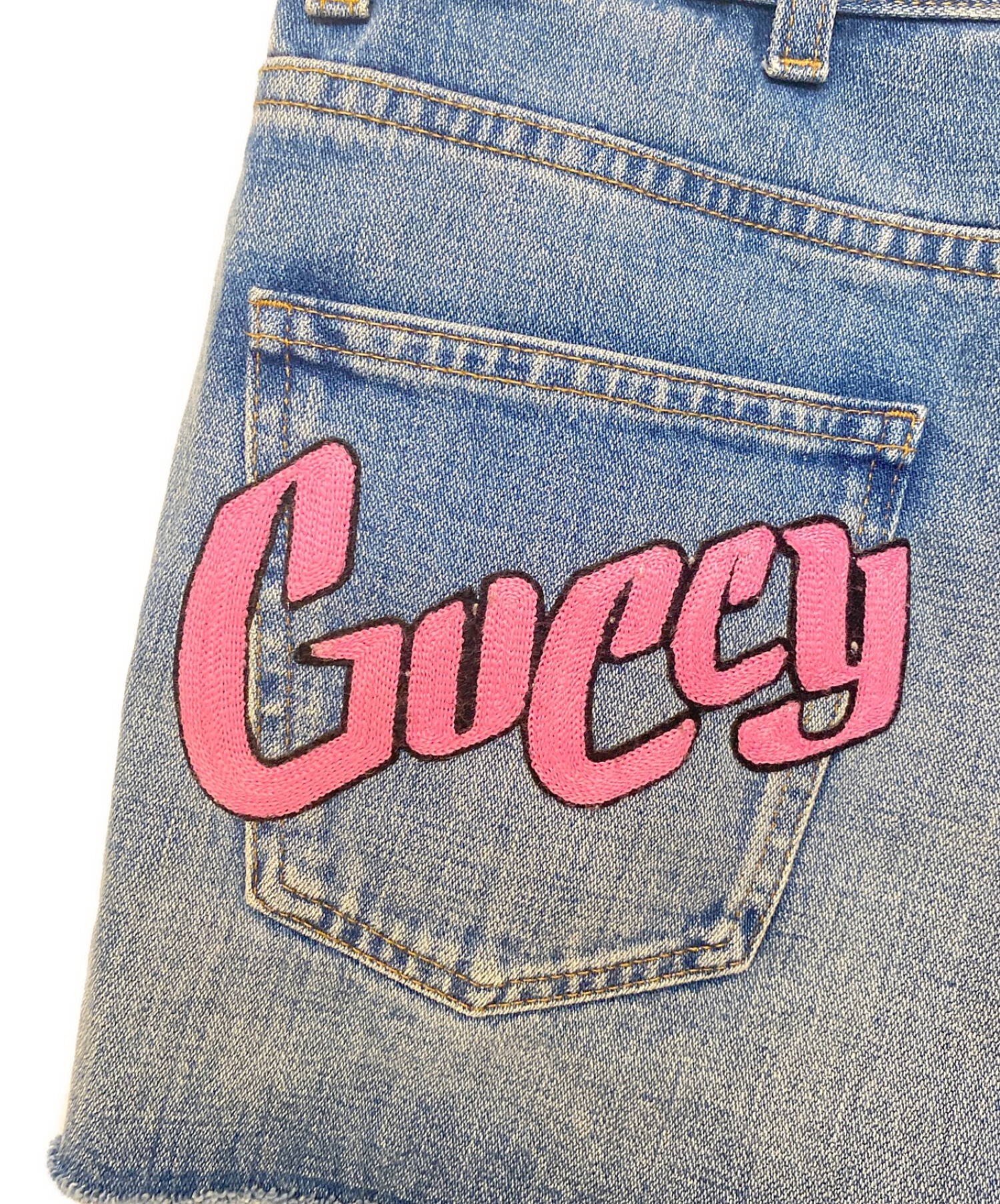 中古・古着通販】GUCCI (グッチ) デニムショートパンツ ブルー サイズ 