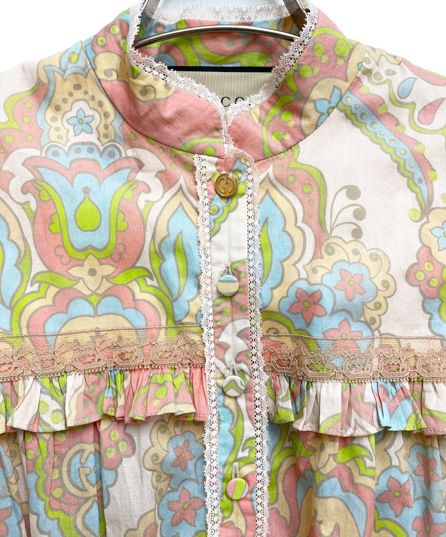 中古・古着通販】GUCCI (グッチ) フォークロアワンピース ピンク