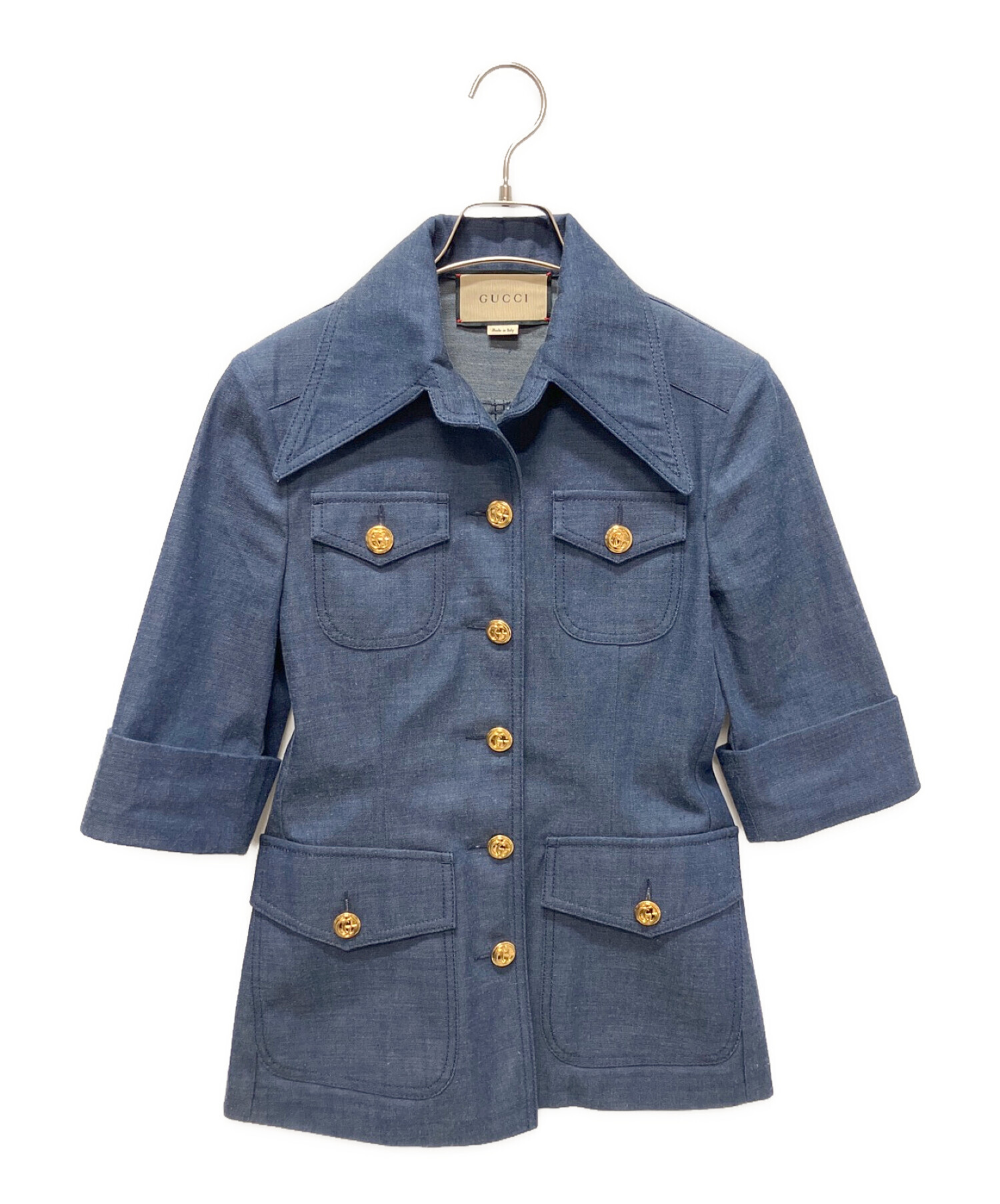 中古・古着通販】GUCCI (グッチ) デニムシャツジャケット ネイビー 