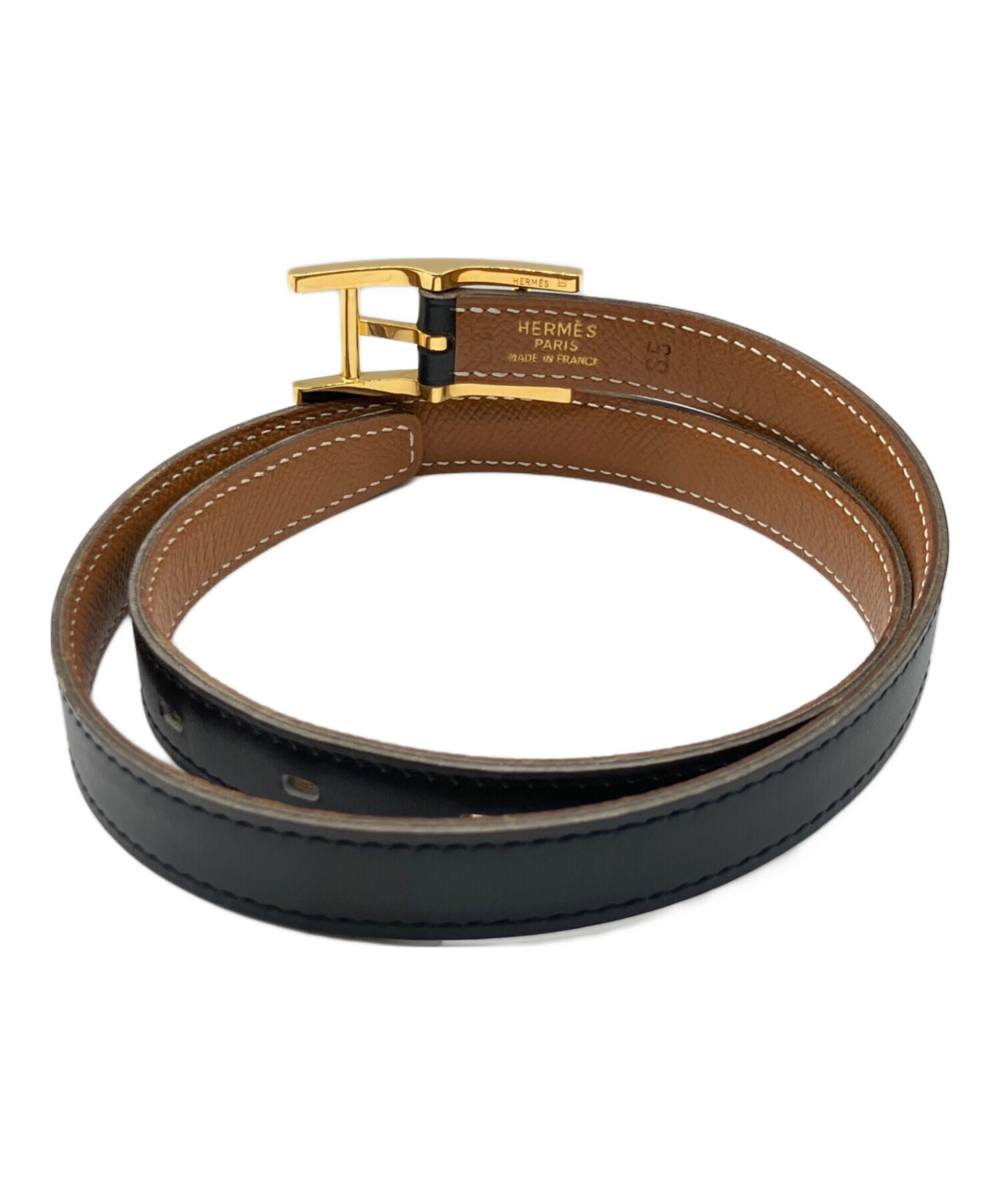 HERMES アピ ベルトカンタン85 正規品 エルメス 中古・古着通販】HERMES (エルメス) アピ レザーベルト ブラック