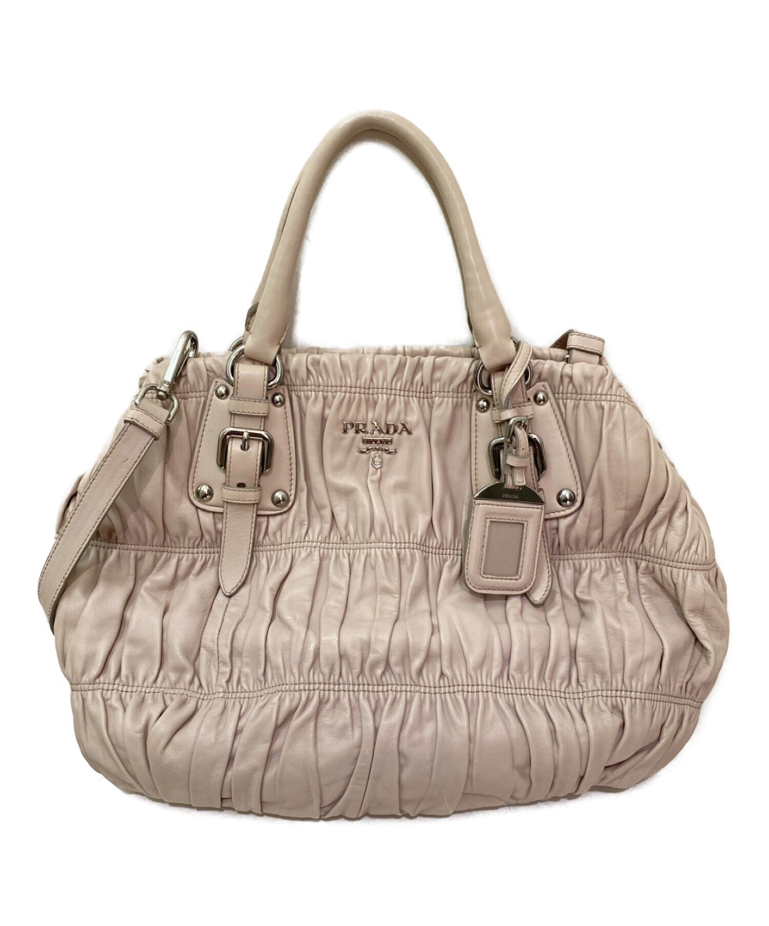 Prada 極美品 2way ナッパゴーフル ギャザー ハンドバッグ プラダ 美品 PRADA プラダ 2way ハンドバッグ Prada 極美品 2way ナッパ