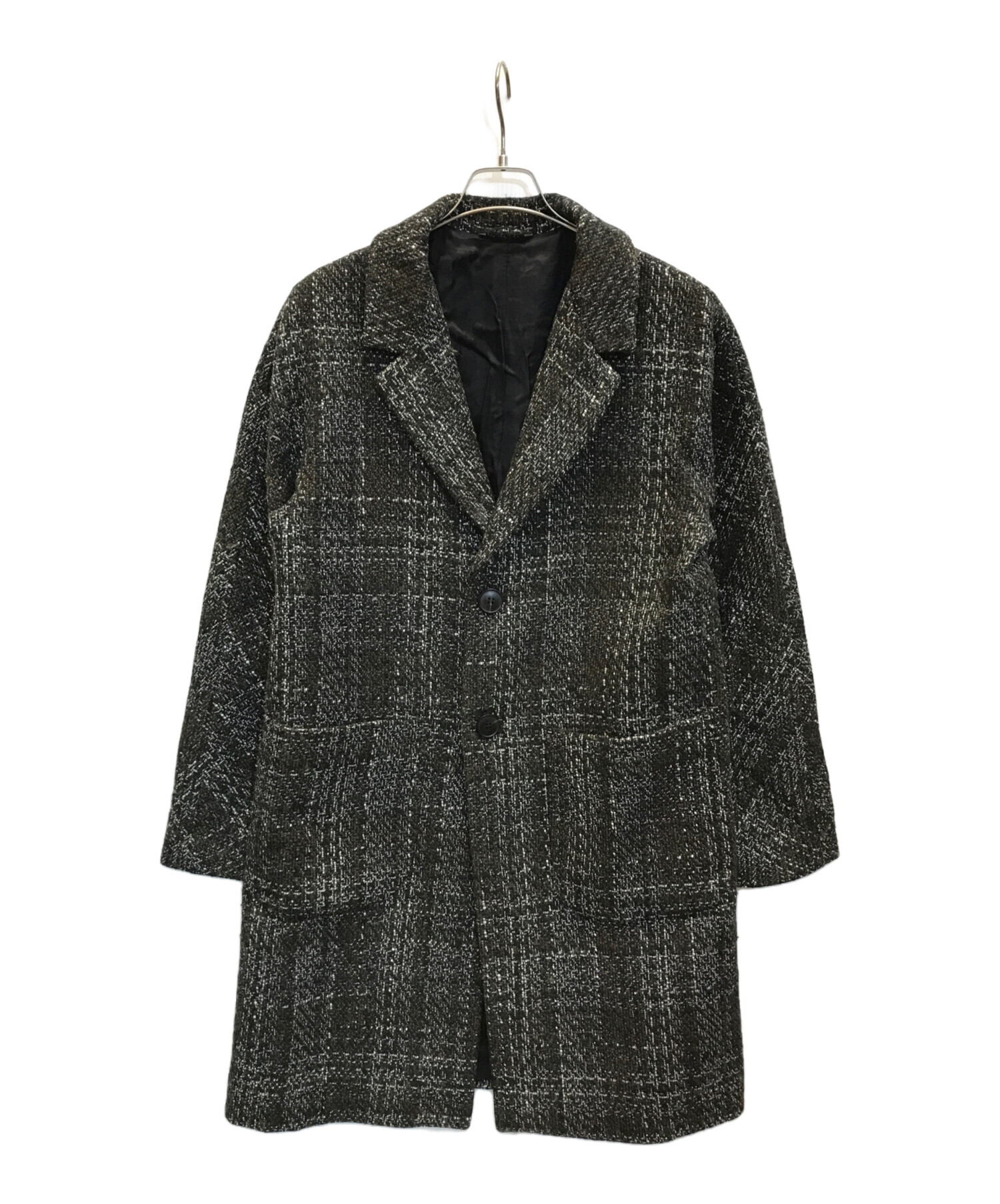 美品＊イーヴォ hevo チェスターコート ツイード 48 中古・古着通販】HEVO (イーヴォ) ツイードチェスターコート オリーブ