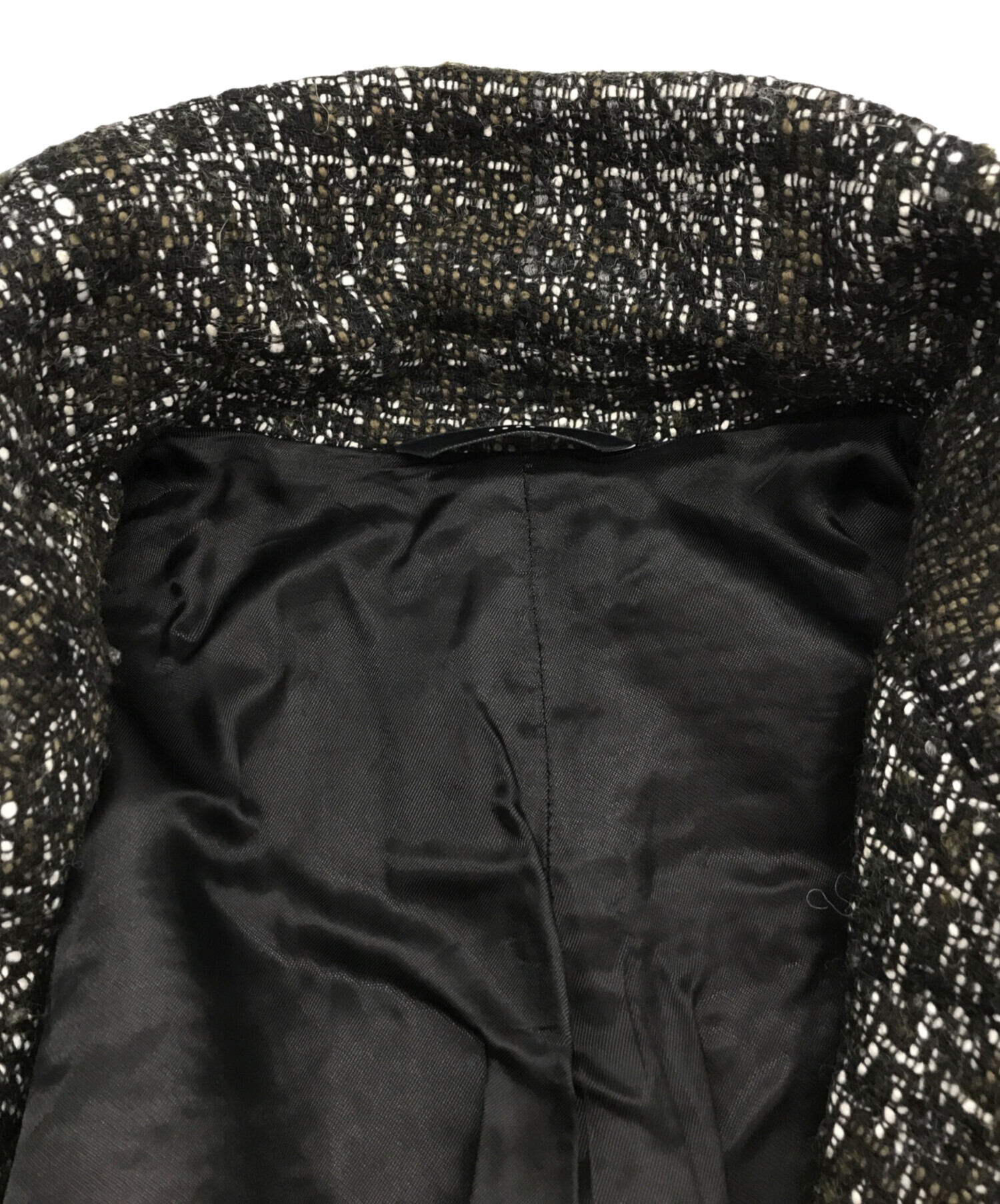 中古・古着通販】HEVO (イーヴォ) ツイードチェスターコート オリーブ