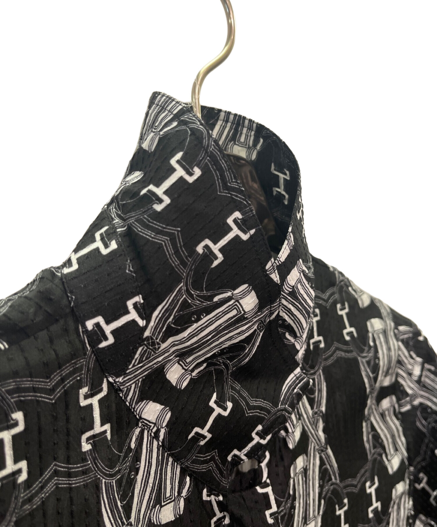 中古・古着通販】HERMES (エルメス) シアー 総柄シャツ ブラック